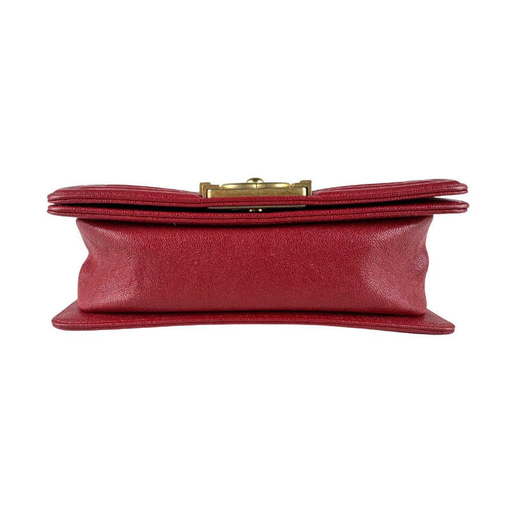 Chanel Gold Red Color Grained Calfskin Metal Shoulder Bag