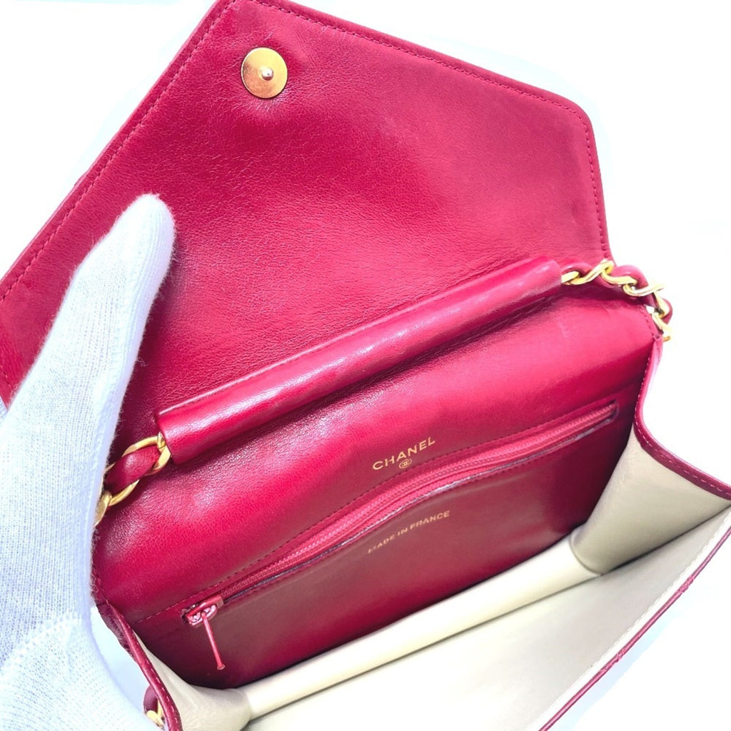 Chanel Red Leather Shoulder Bag