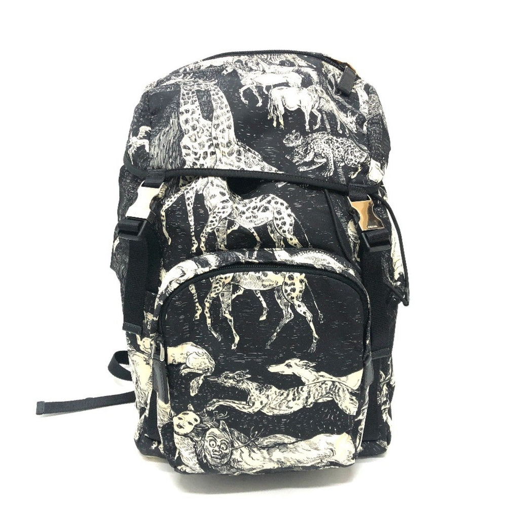 Prada Black White Nylon Backpack