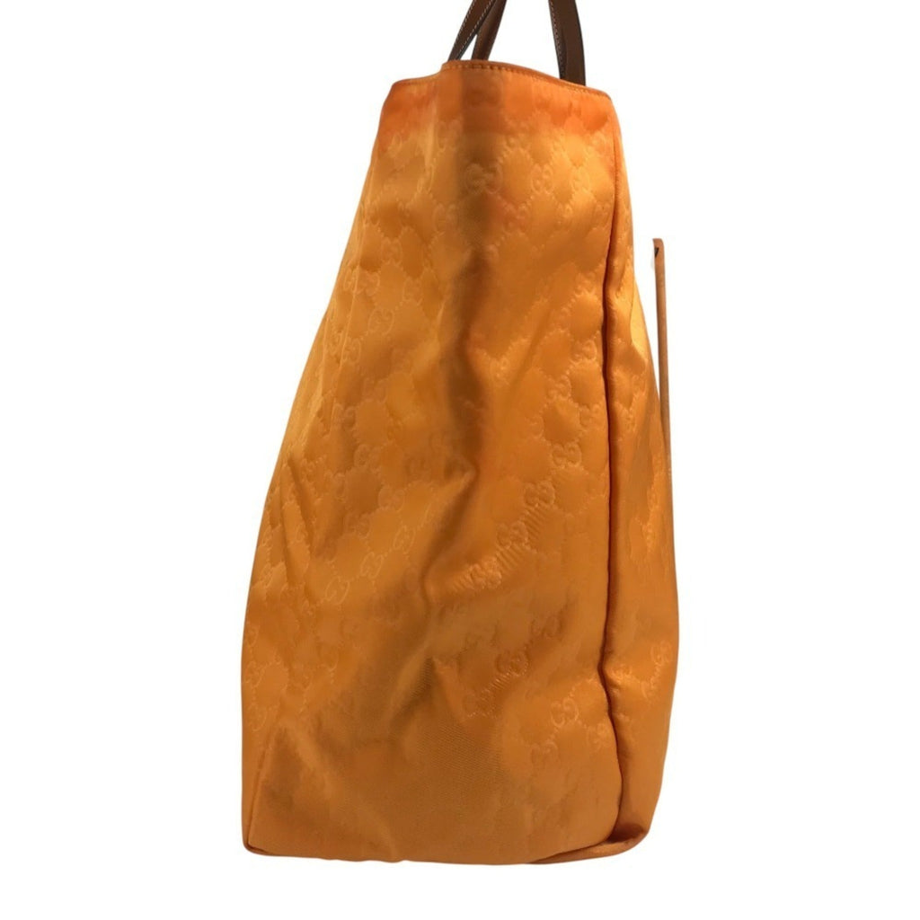 Gucci Orange Nylon Leather Handbag Tote Bag (Pre-Owned)