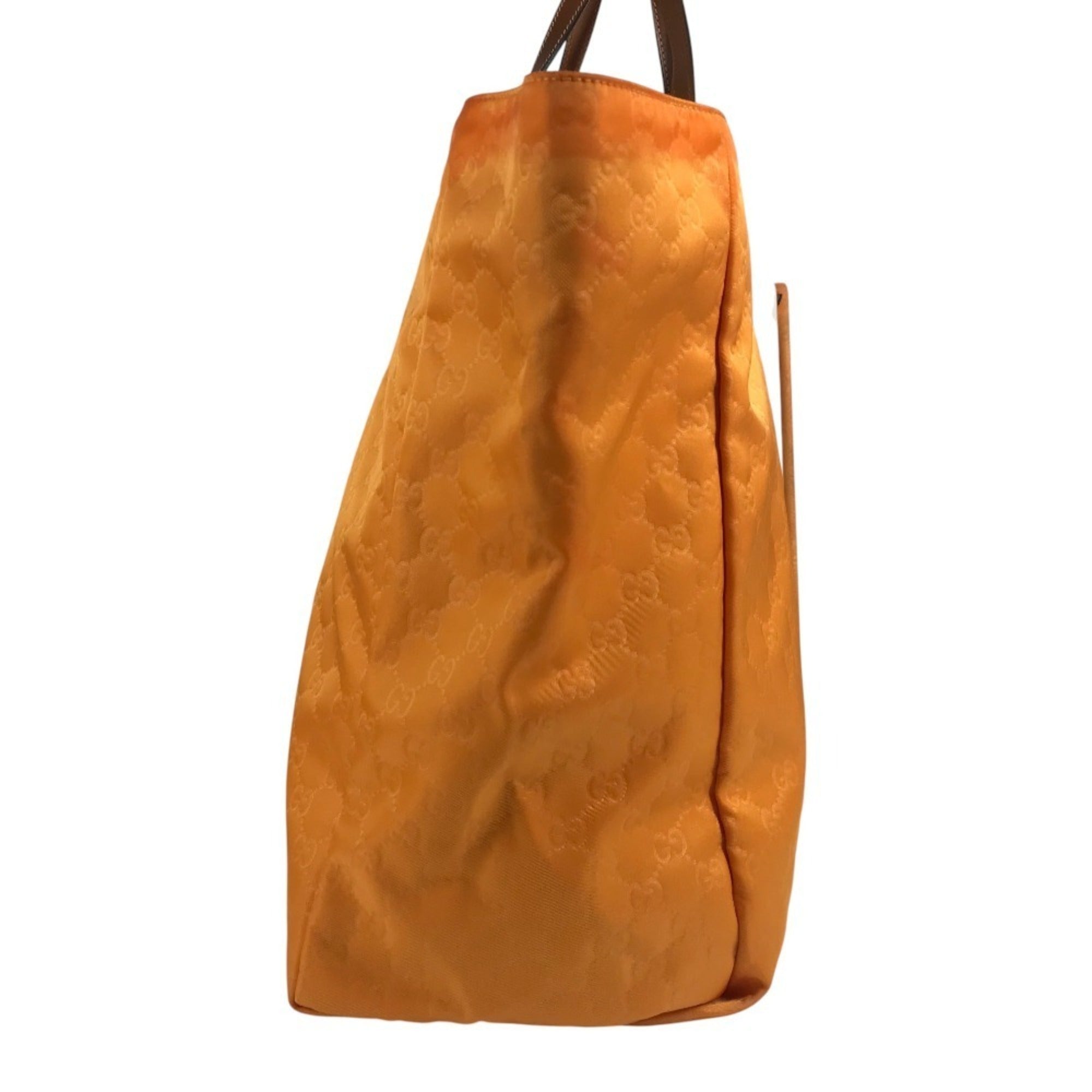 Gucci Orange Nylon Leather Handbag Tote Bag (Pre-Owned)