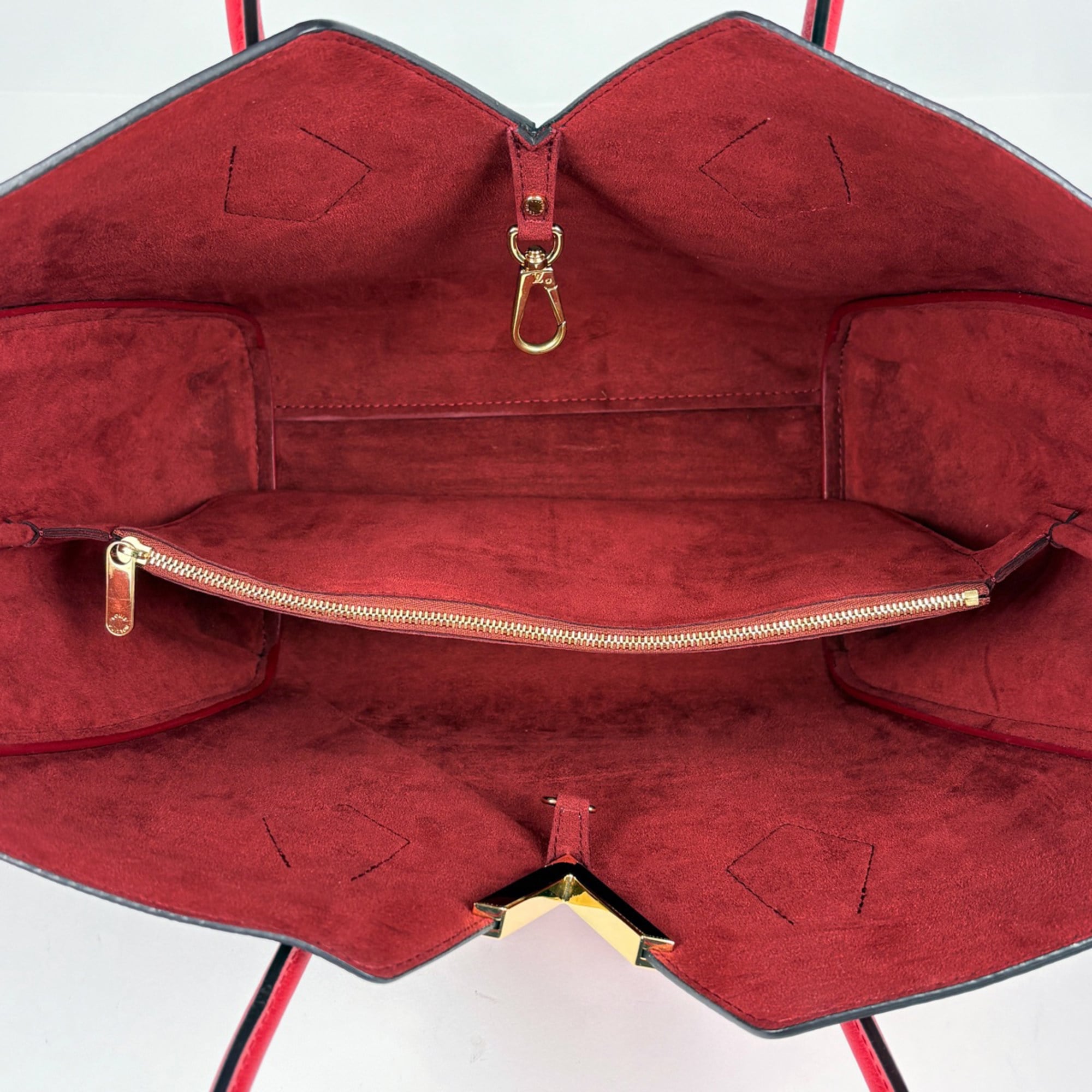 Louis Vuitton Cerise Red Brown Monogram Handbag Tote Bag