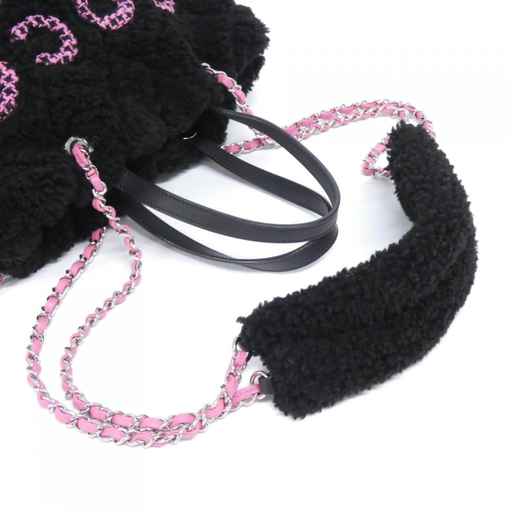 Chanel Black Pink Tweed Handbag