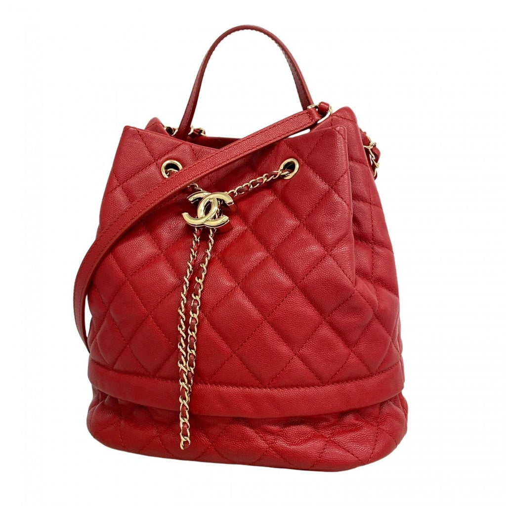 Chanel Red Color Grained Calfskin Handbag