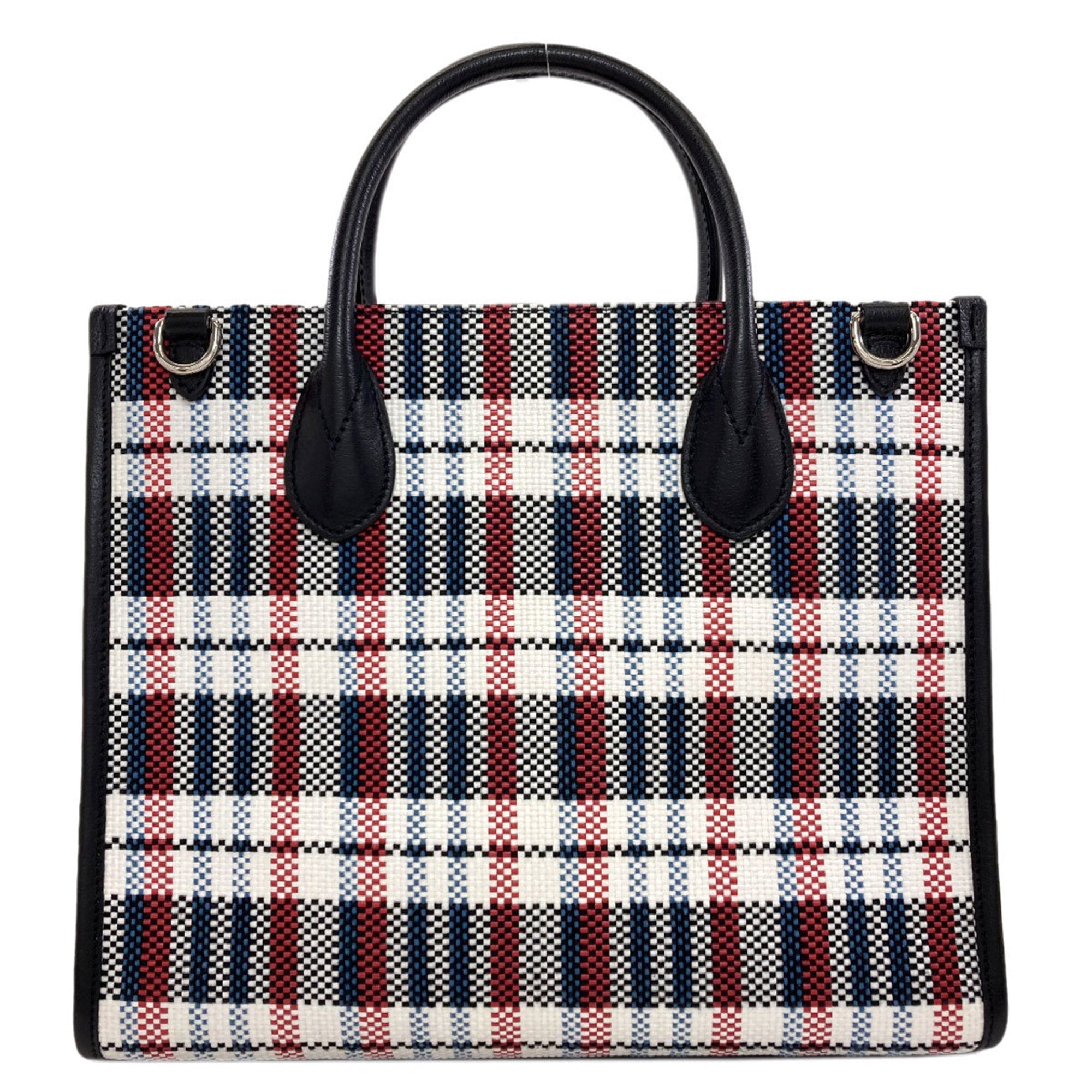 Gucci Black Blue Red Color White Canvas Handbag (Pre-Owned)