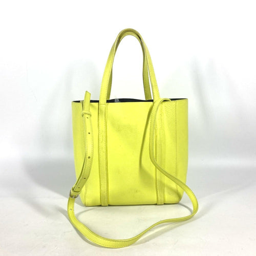 Balenciaga Black Yellow Leather Shoulder Bag Tote