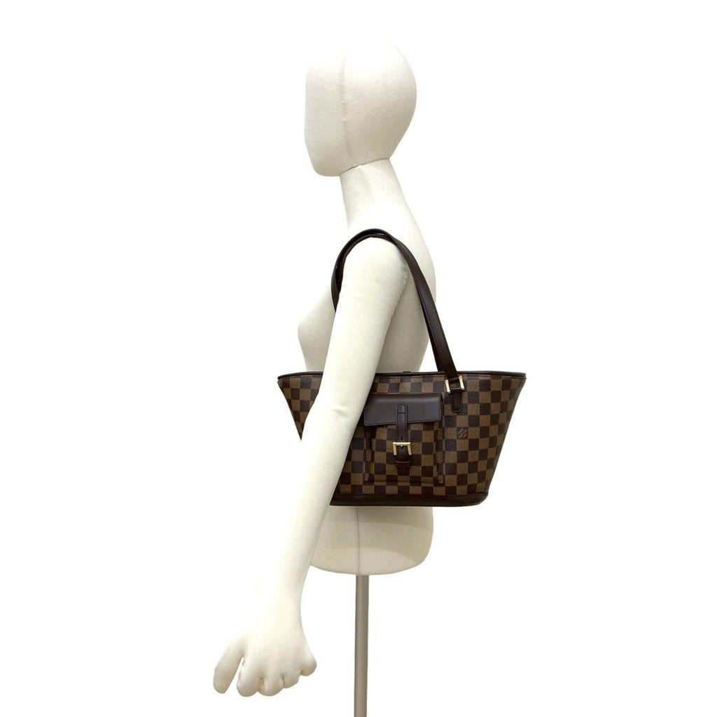 Louis Vuitton Brown Damier Canvas Leather Pvc Handbag Tote Bag