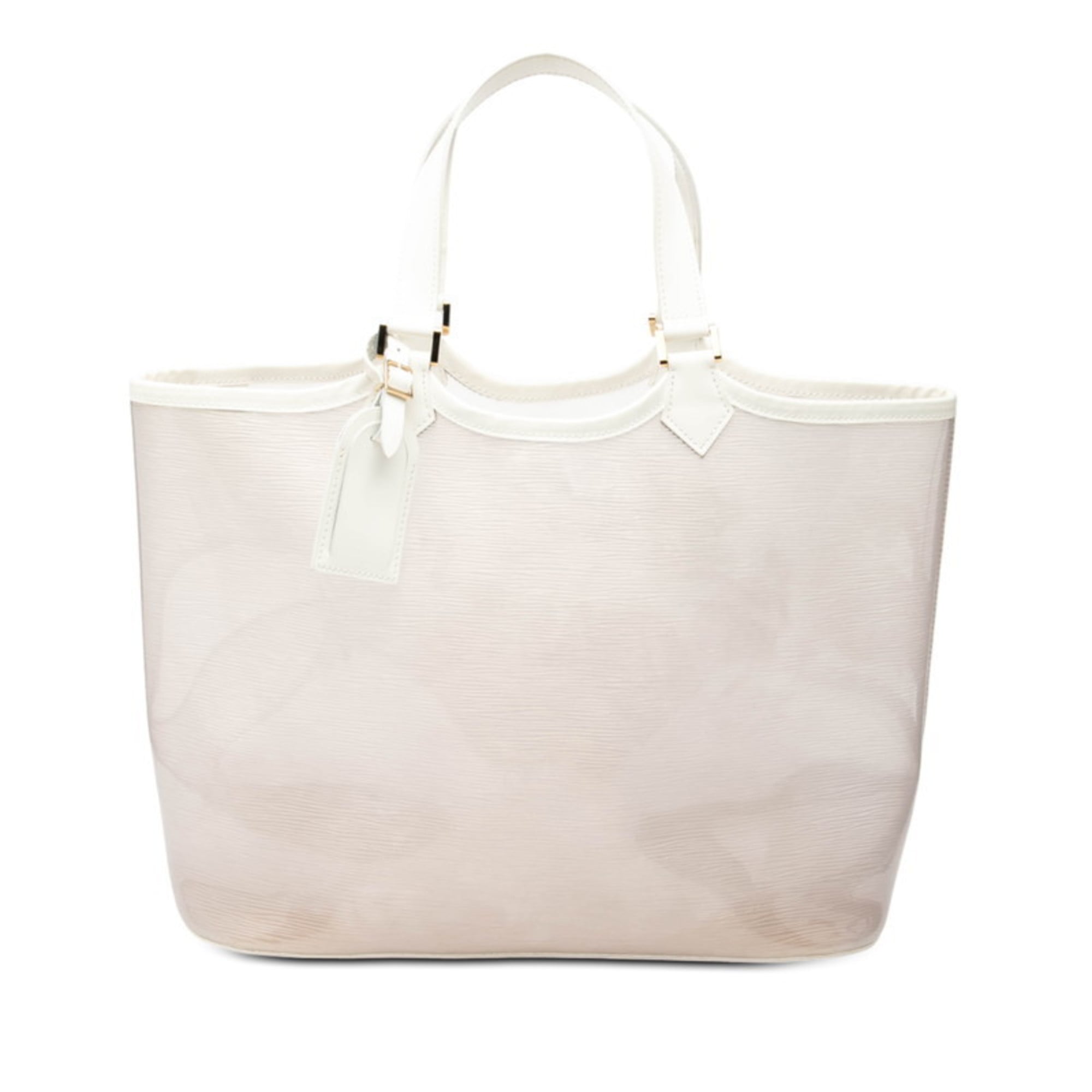 Louis Vuitton Clear White Vinyl Leather Handbag Pouch Tote Bag