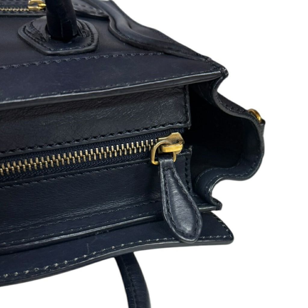 Celine Navy Leather Shoulder Bag