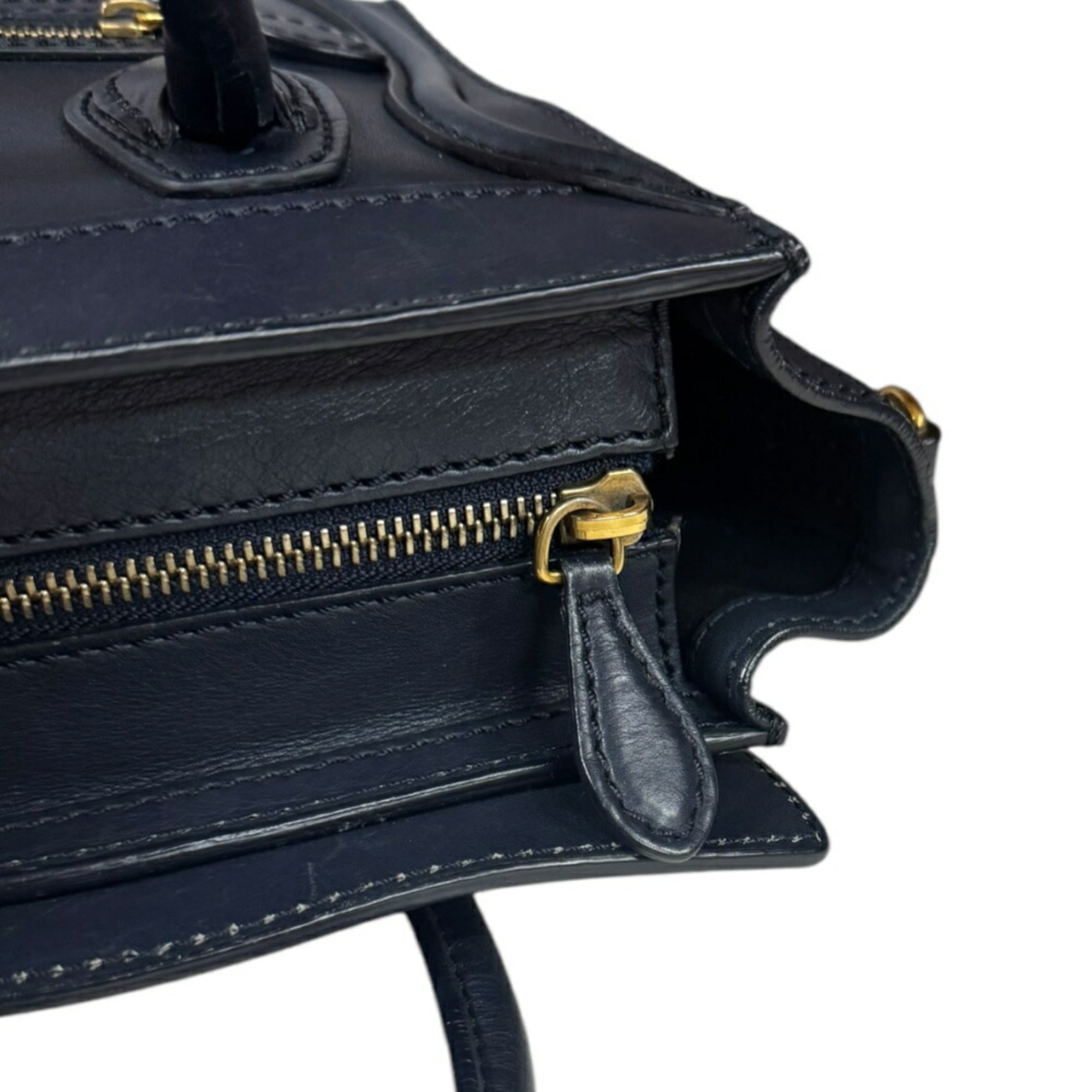 Celine Navy Leather Shoulder Bag