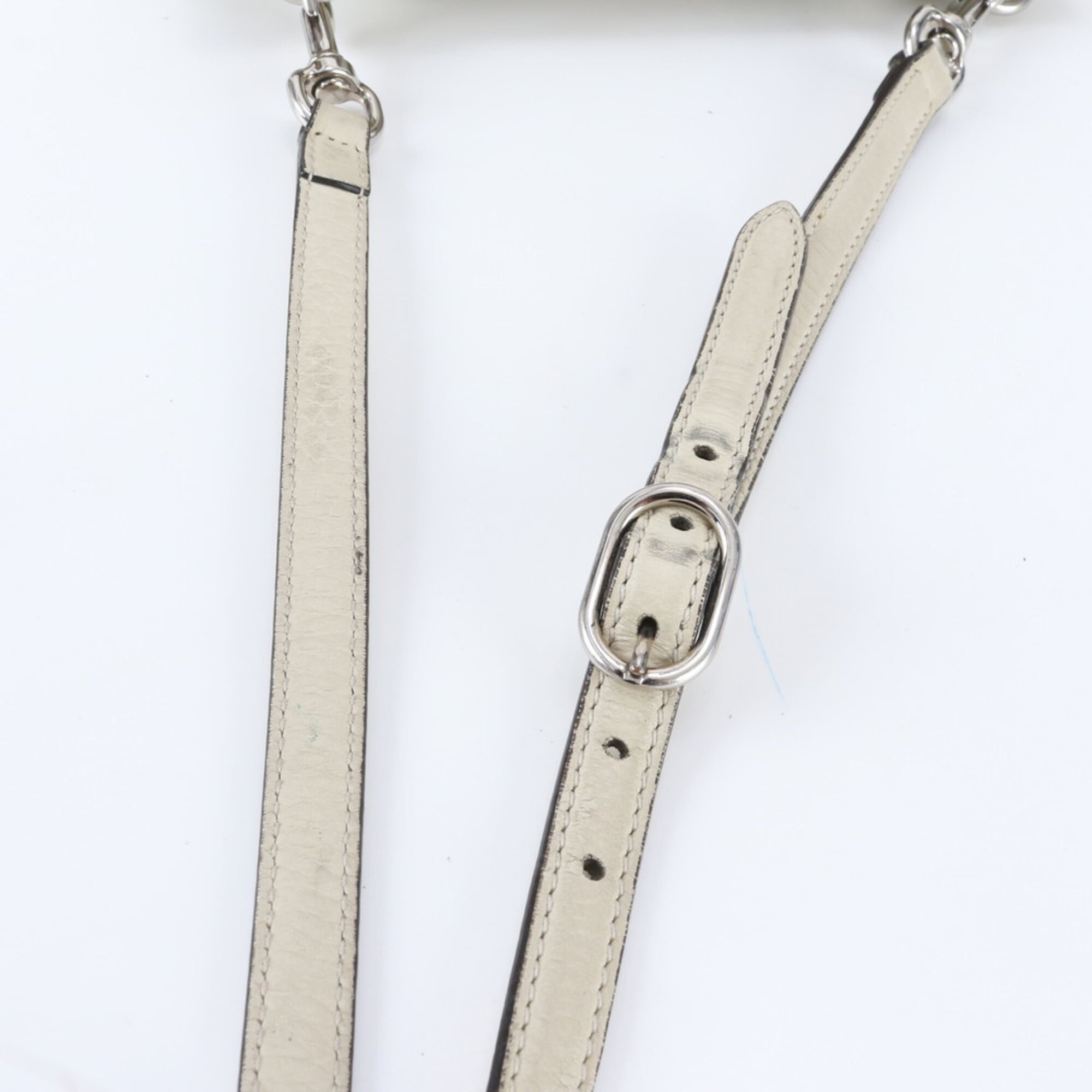 Gucci Bamboo White Leather Handbag Shoulder Bag (Pre-Owned)