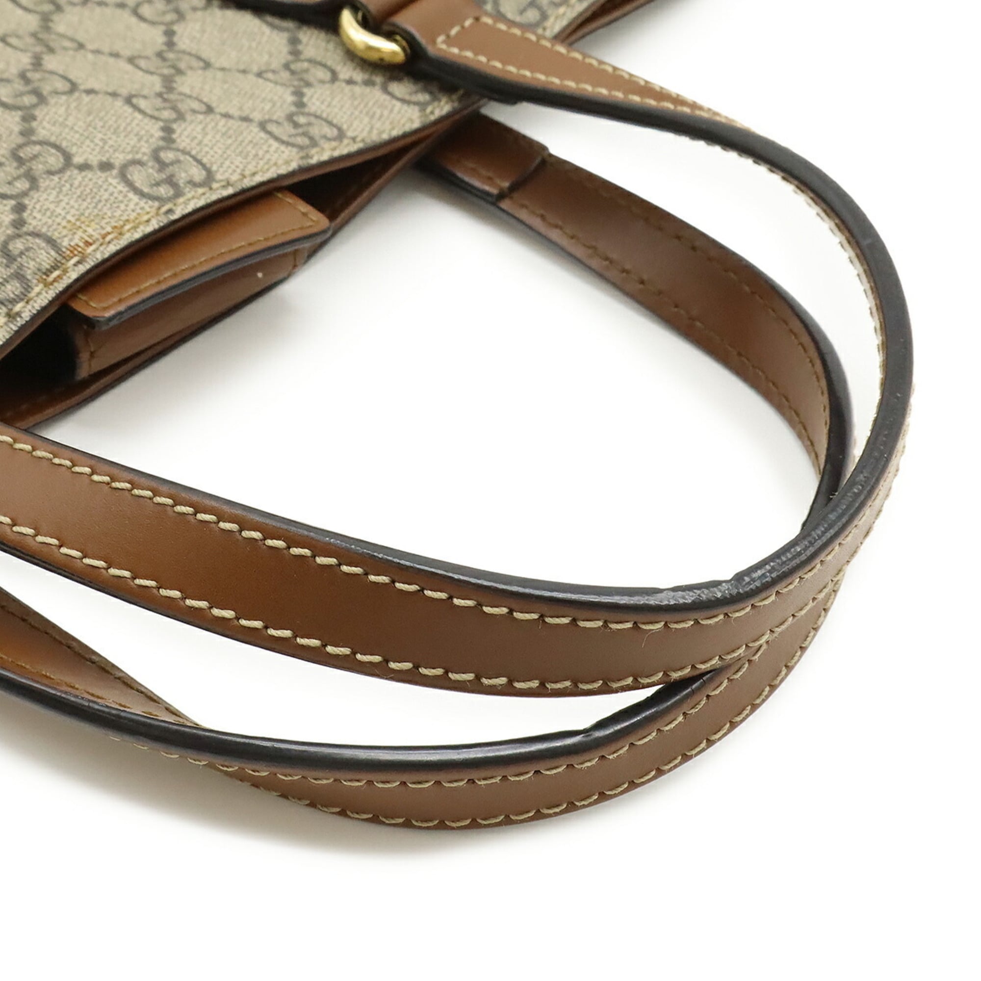 Gucci Beige Brown Brown Gg Supreme Shoulder Bag Tote Bag (Pre-Owned)