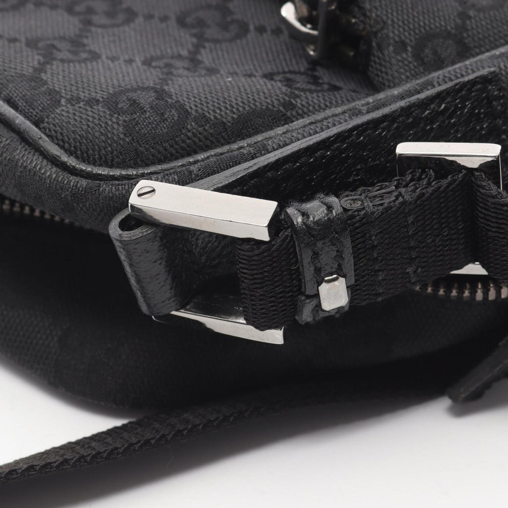 Gucci Black Gg Canvas Leather Handbag Shoulder Bag (Pre-Owned)