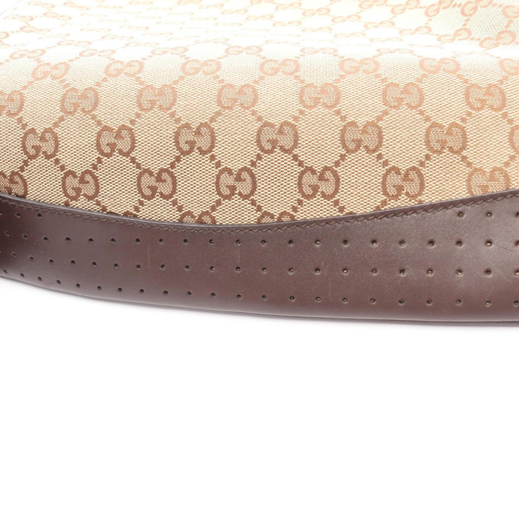 Gucci Beige Brown Gg Canvas Leather Shoulder Bag (Pre-Owned)