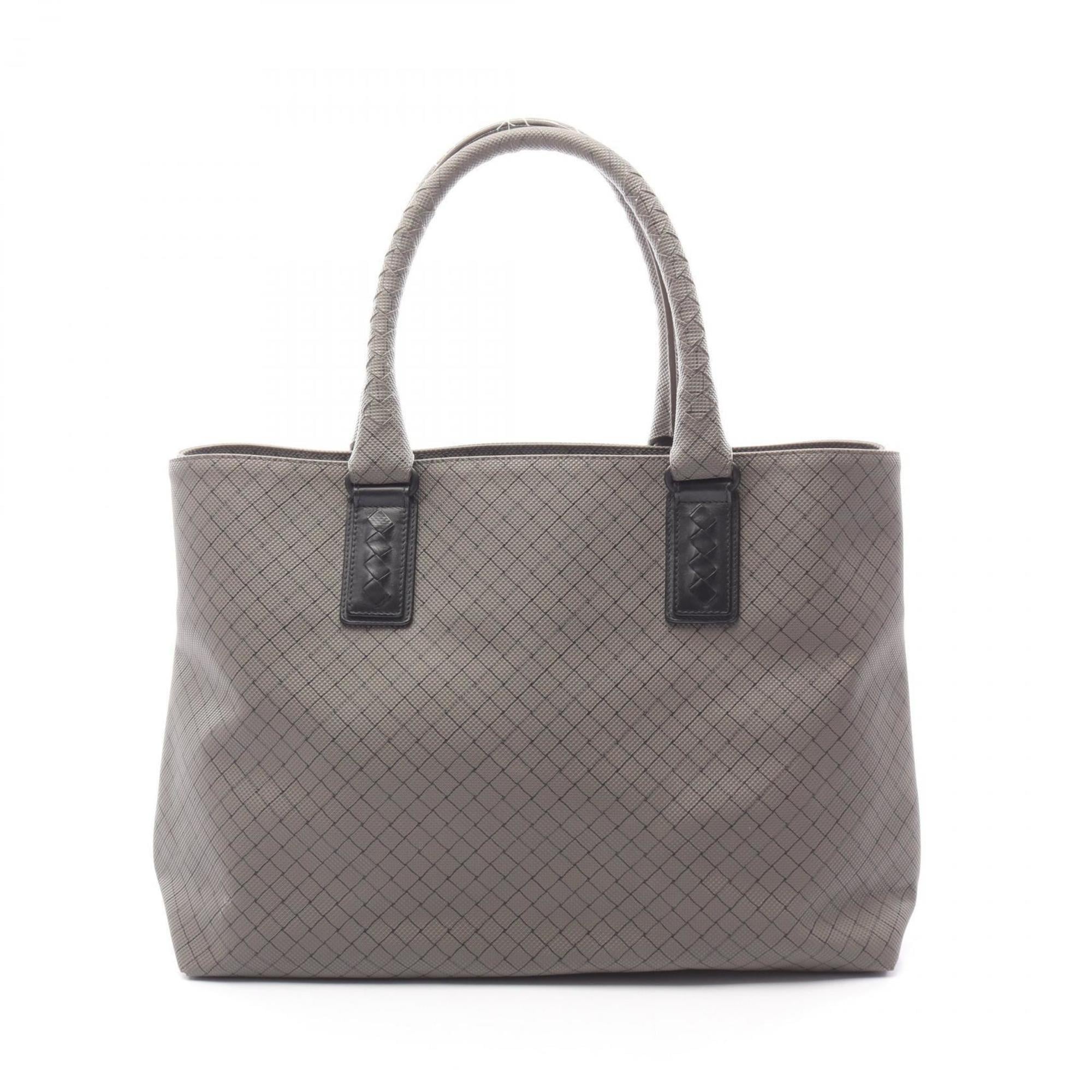Bottega Veneta Gray Coated Canvas Leather Tote Bag
