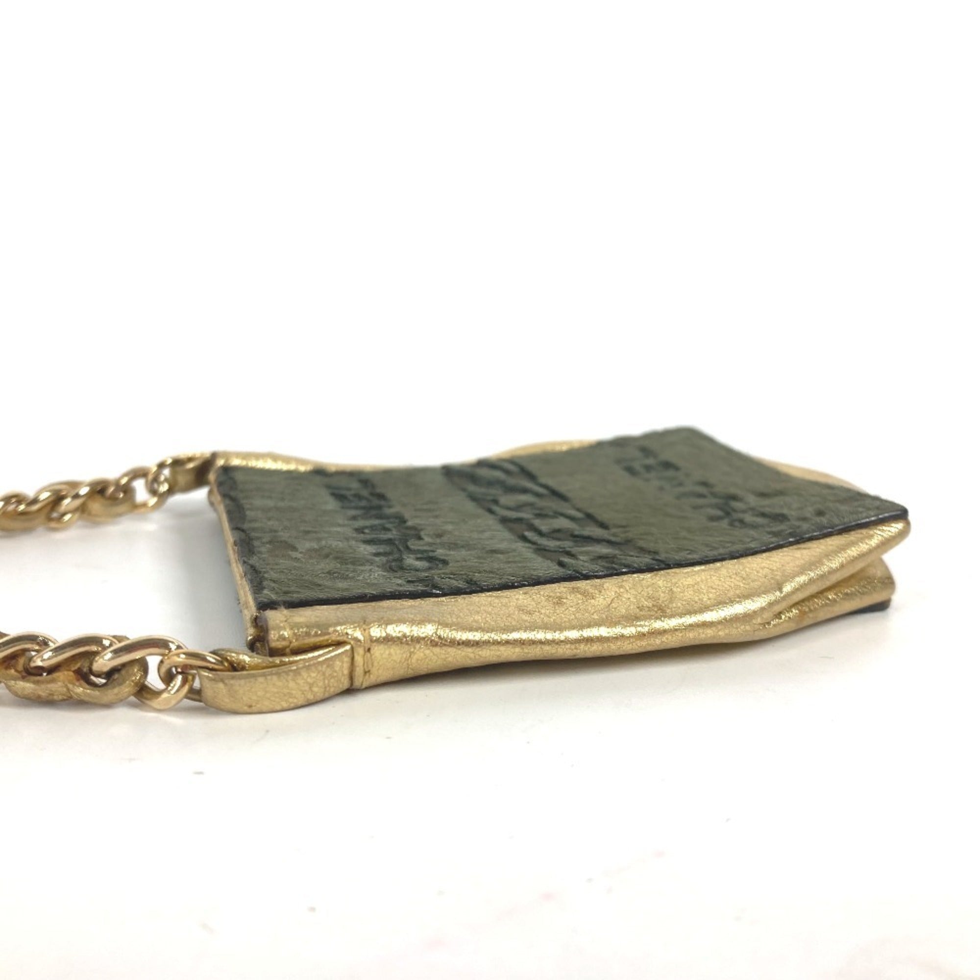 Chanel Gold Khaki Leather Pochette Shoulder Bag