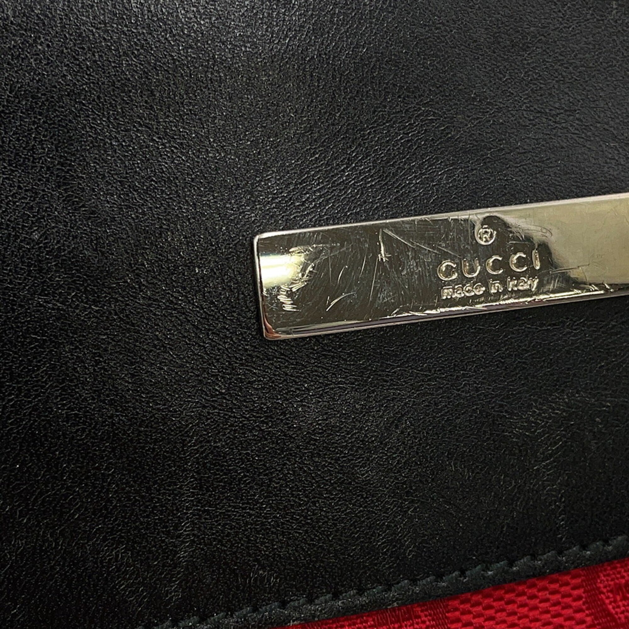 Gucci Black Red Color Gg Canvas Leather Handbag Shoulder Bag (Pre-Owned)