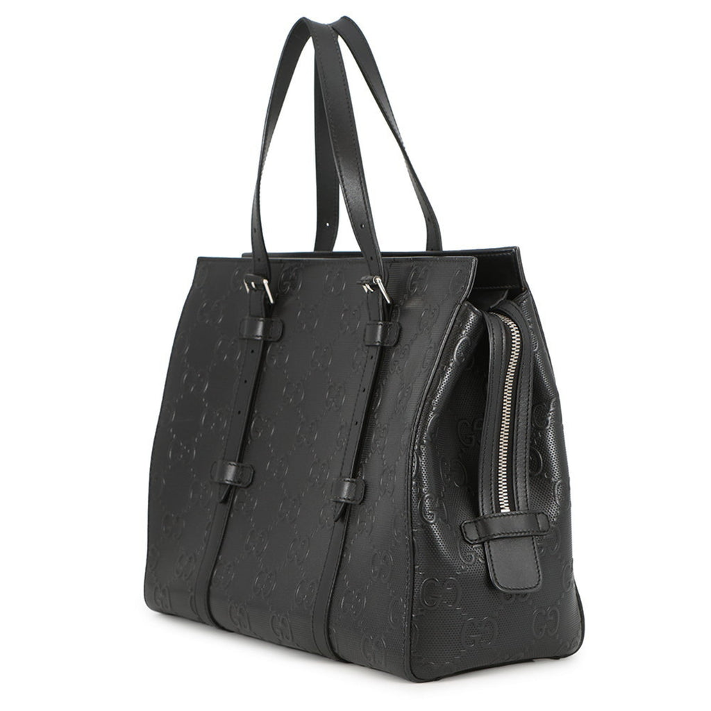 Gucci Black Leather Handbag Tote Bag (Pre-Owned)