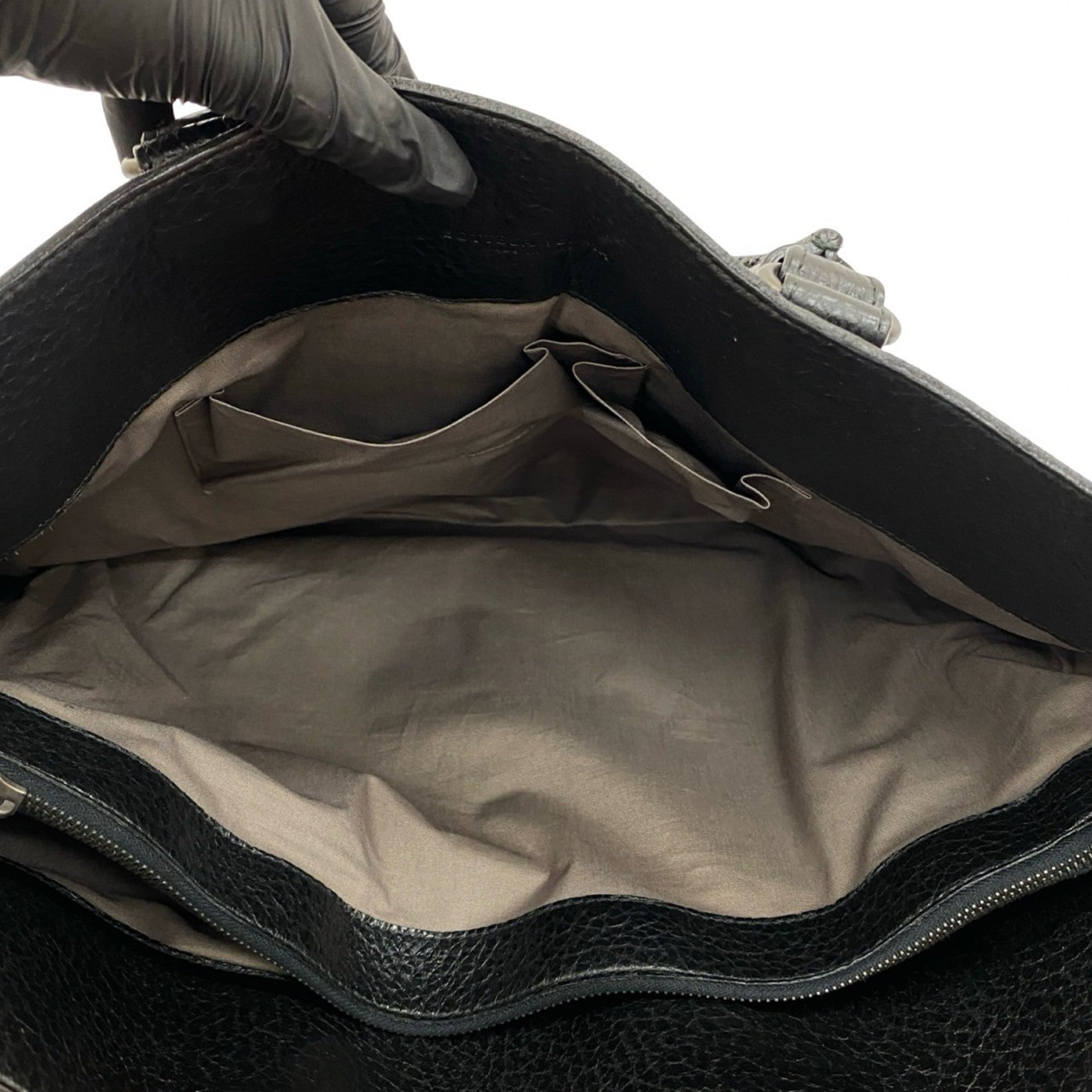 Bottega Veneta Black Leather Handbag Tote Bag