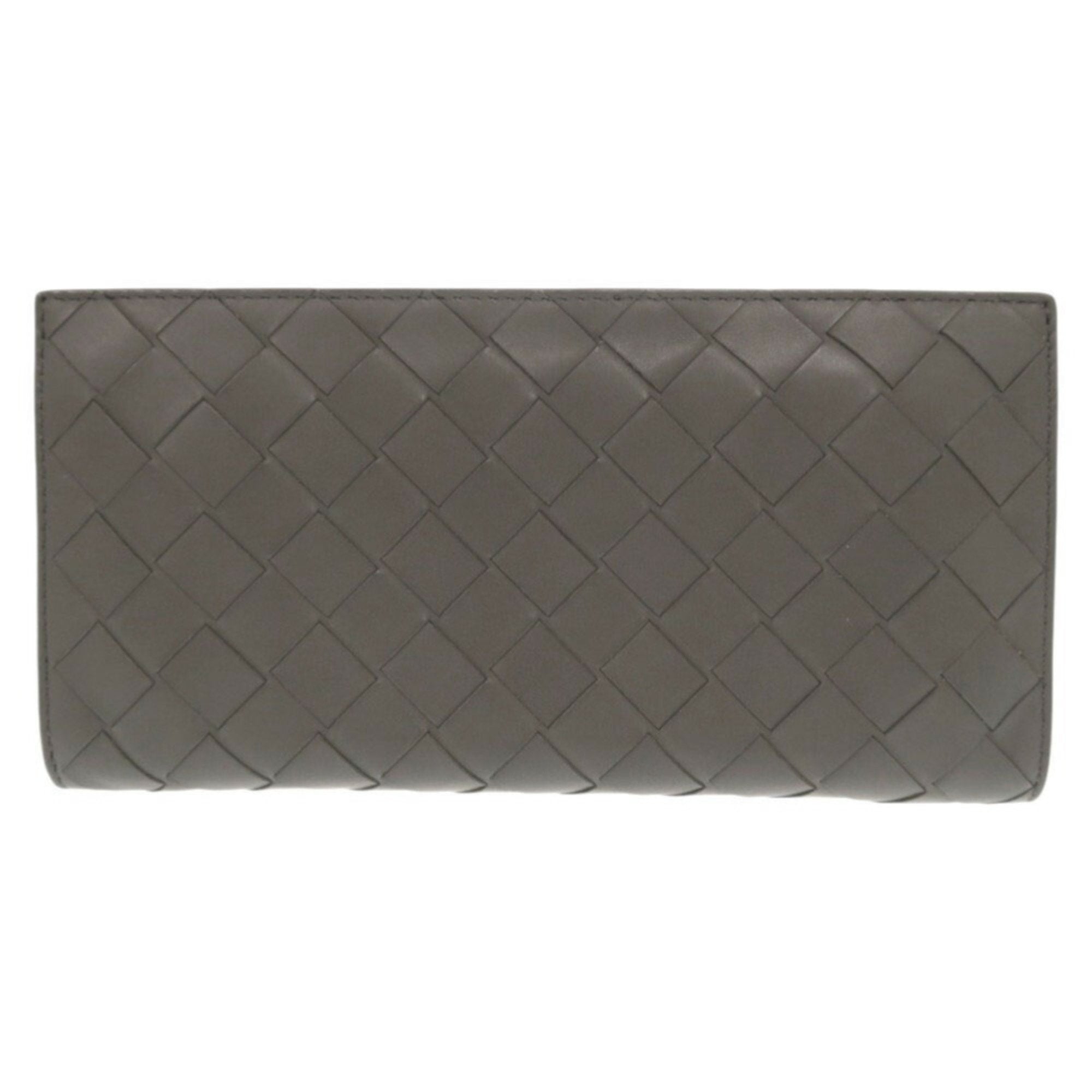 Bottega Veneta Gray Intrecciato Long Wallet (Bi-Fold)