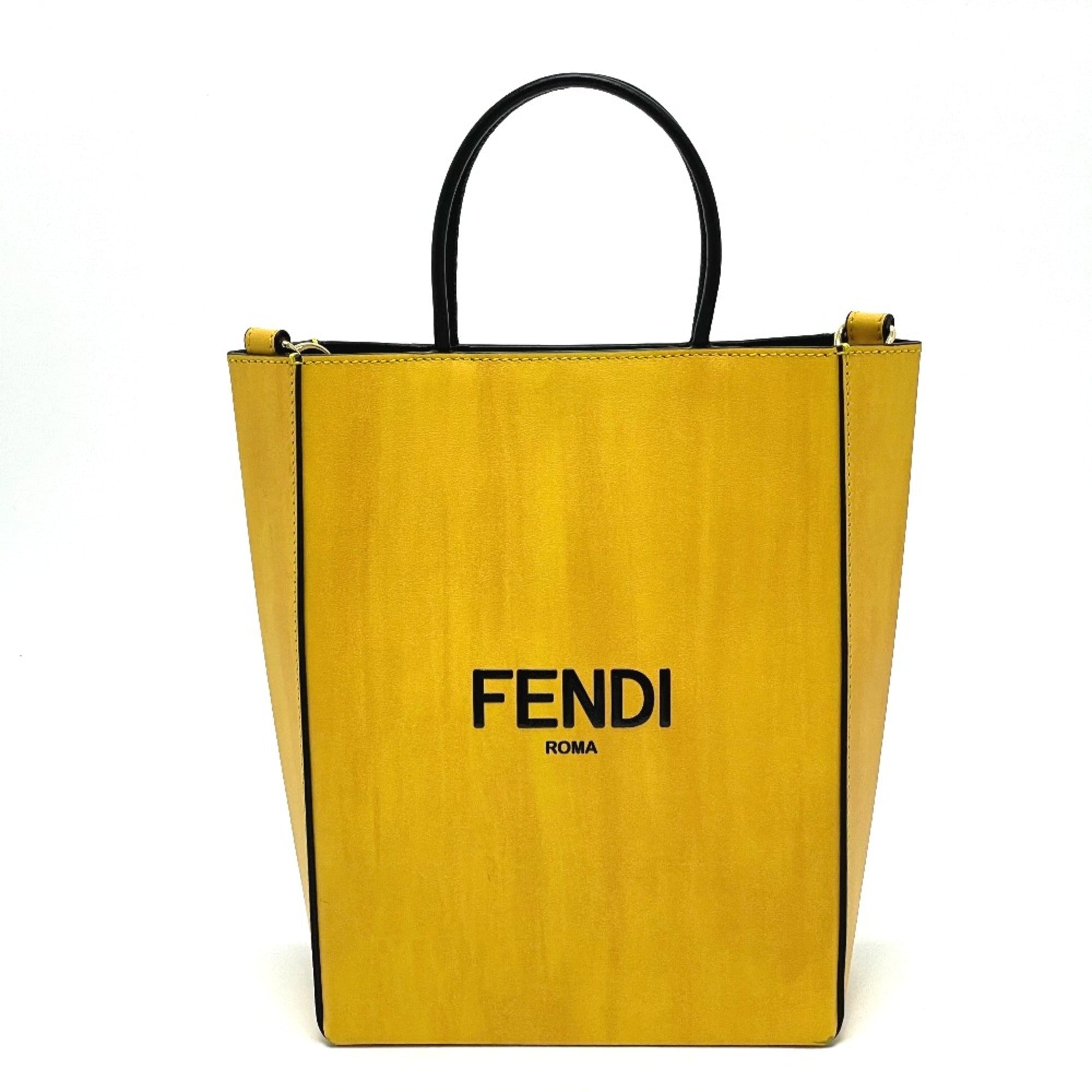 Fendi Yellow Leather Shoulder Bag