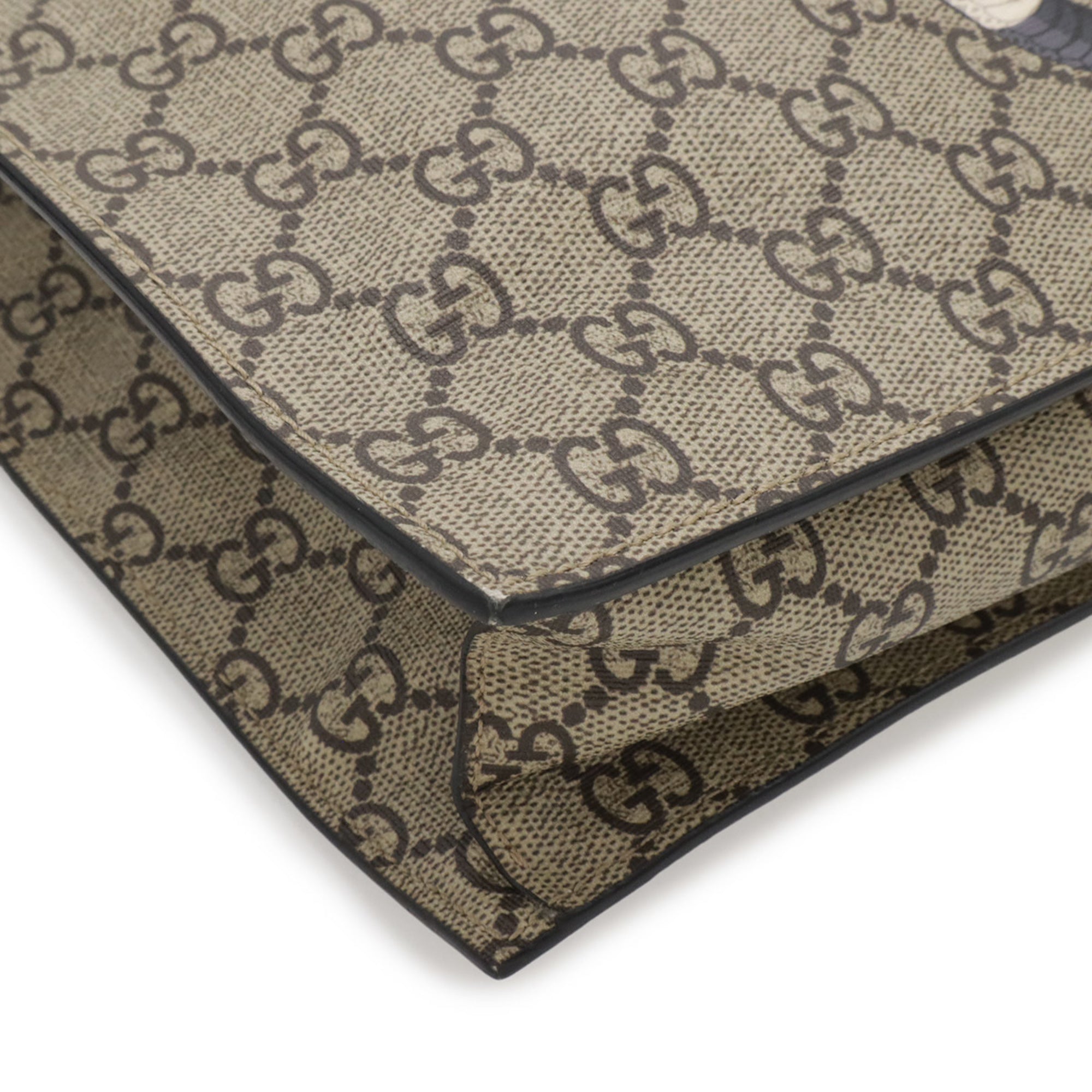 Gucci Beige Black Khaki Gg Supreme Leather Shoulder Bag Tote Bag (Pre-Owned)