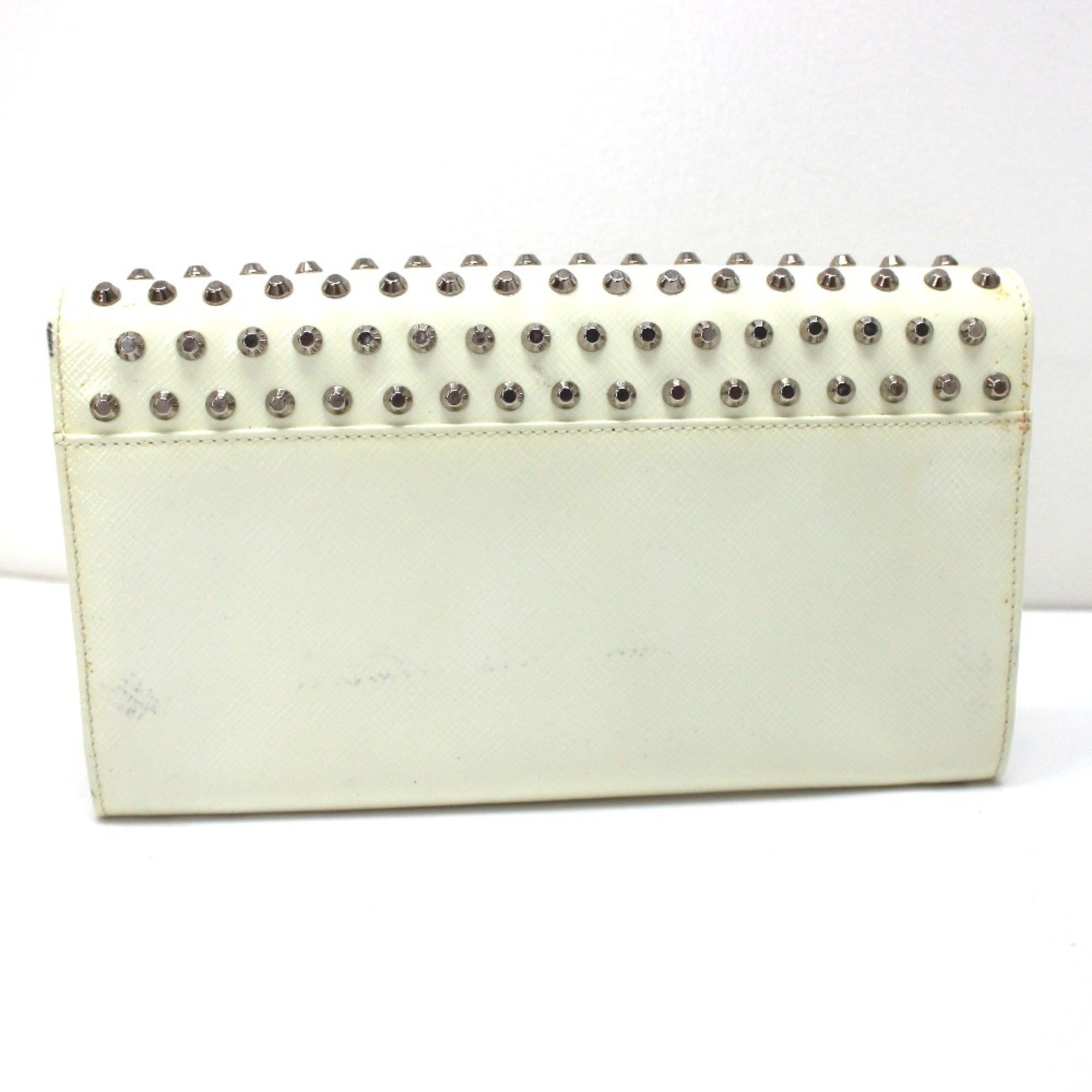 Prada White Leather Long Wallet (Bi-Fold)