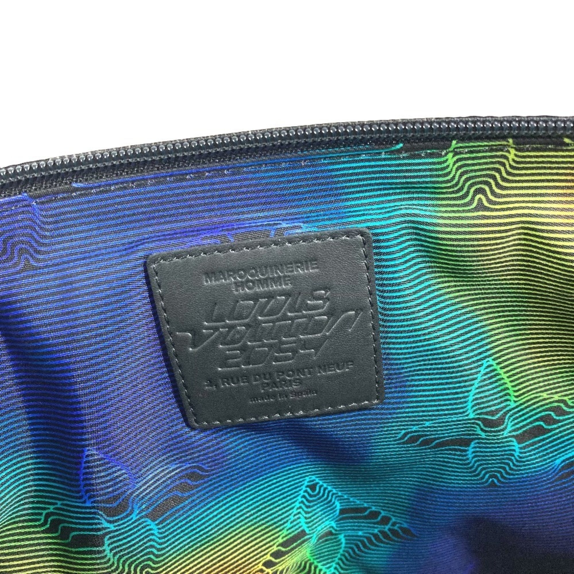 Louis Vuitton Black Noir Leather Clutch Bag Pochette Pouch