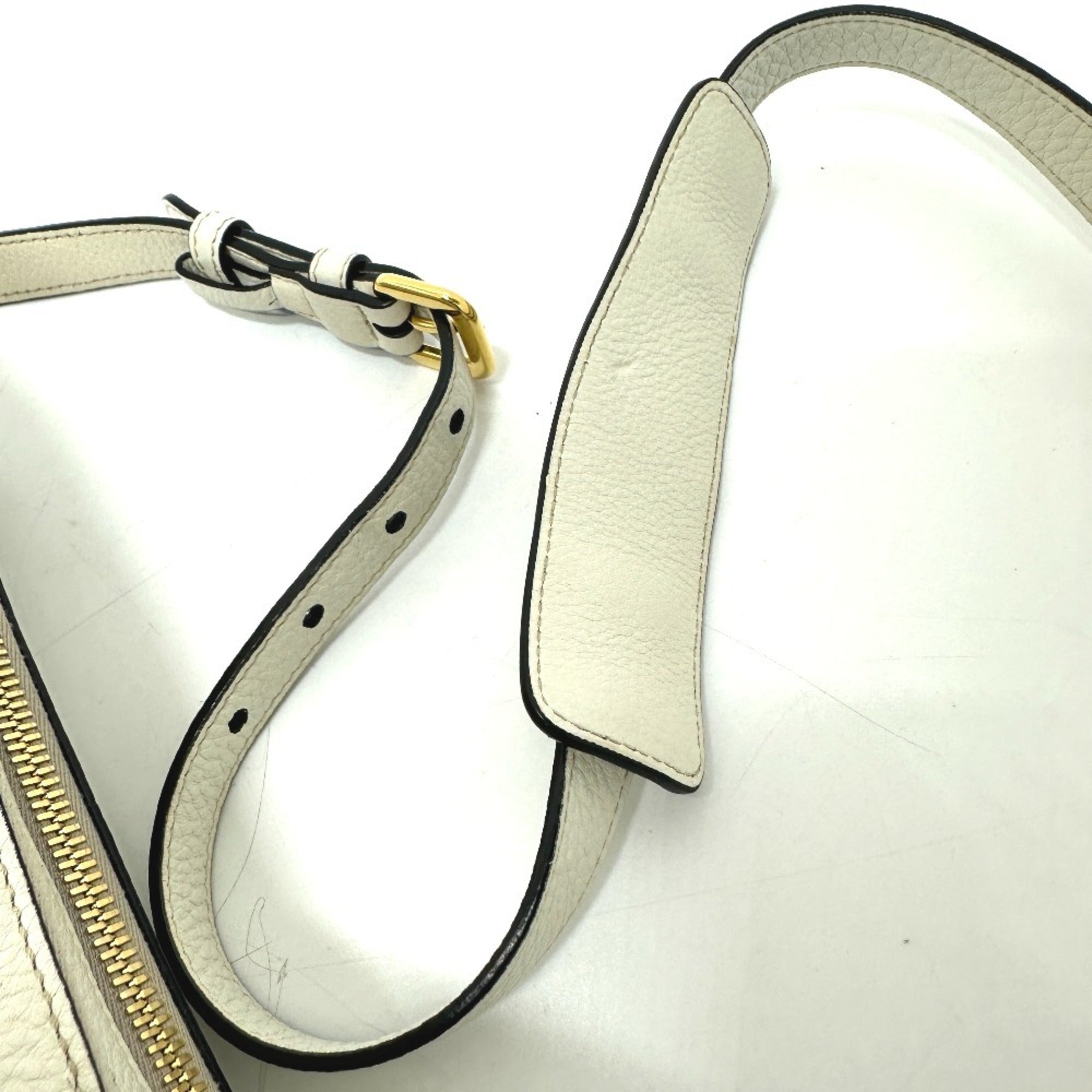 Prada White Leather Pochette Shoulder Bag