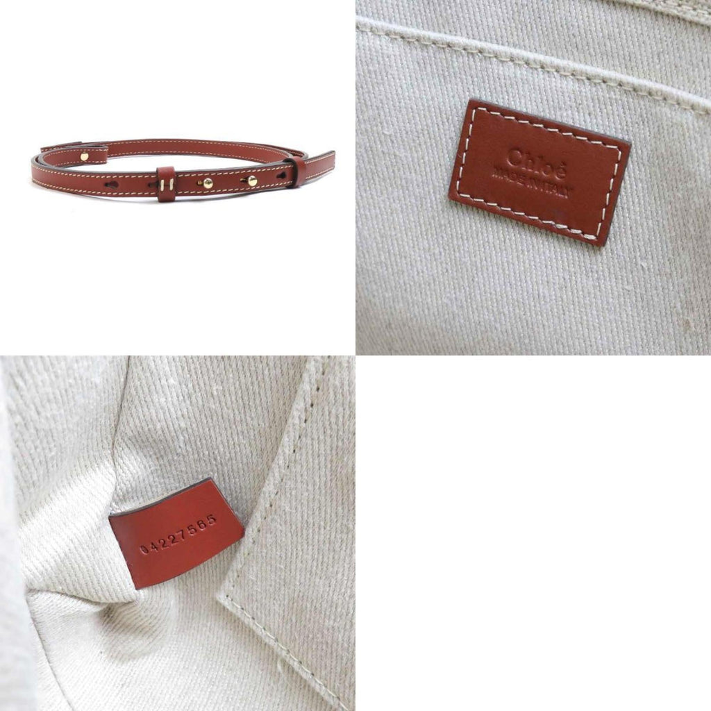 Chloé Beige Brown Canvas Leather Handbag Shoulder Bag (Pre-Owned)