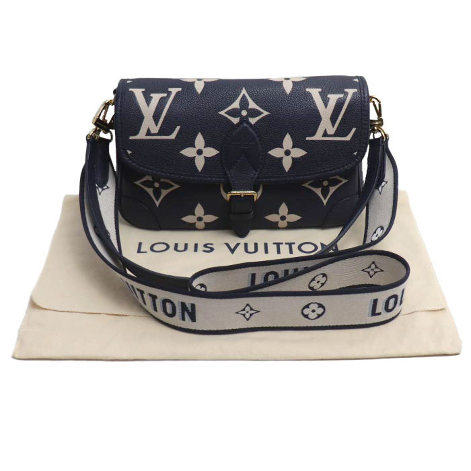 Louis Vuitton Beige Navy Monogram Empreinte Shoulder Bag