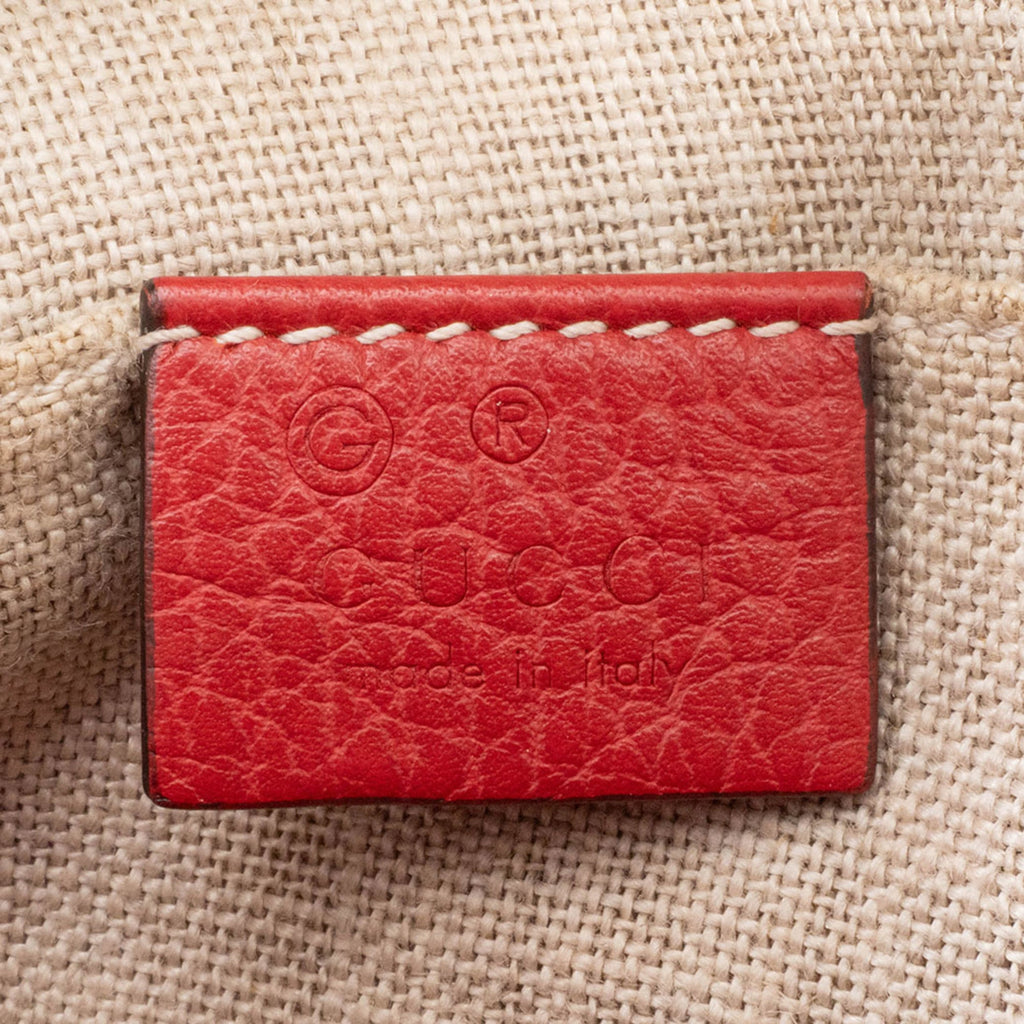 Gucci Beige Red Color Gg Canvas Leather Shoulder Bag (Pre-Owned)