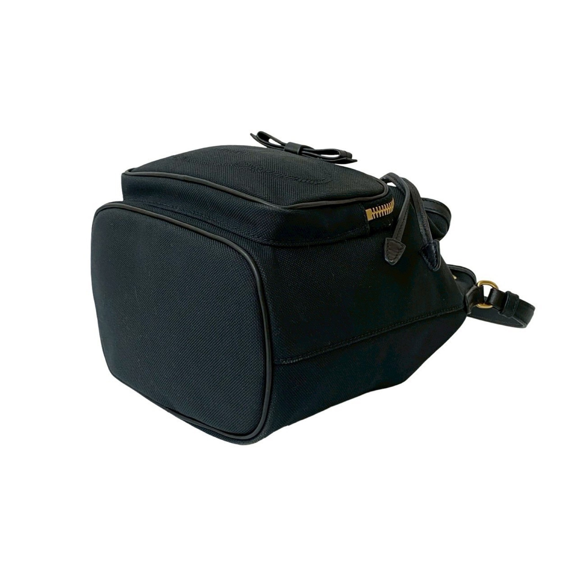 Prada Black Canvas Leather Handbag Shoulder Bag