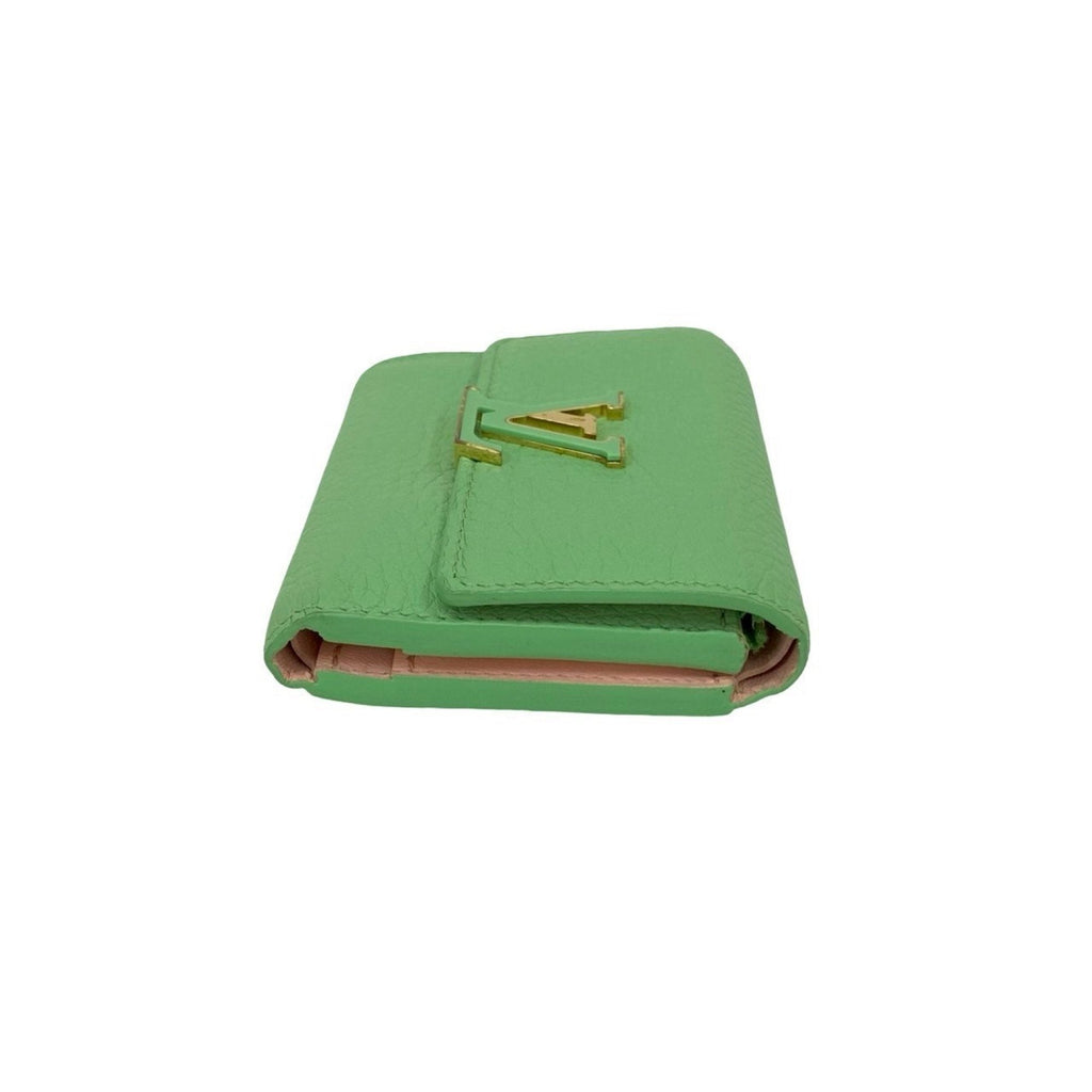Louis Vuitton Green Pink Leather Wallet (Tri-Fold)
