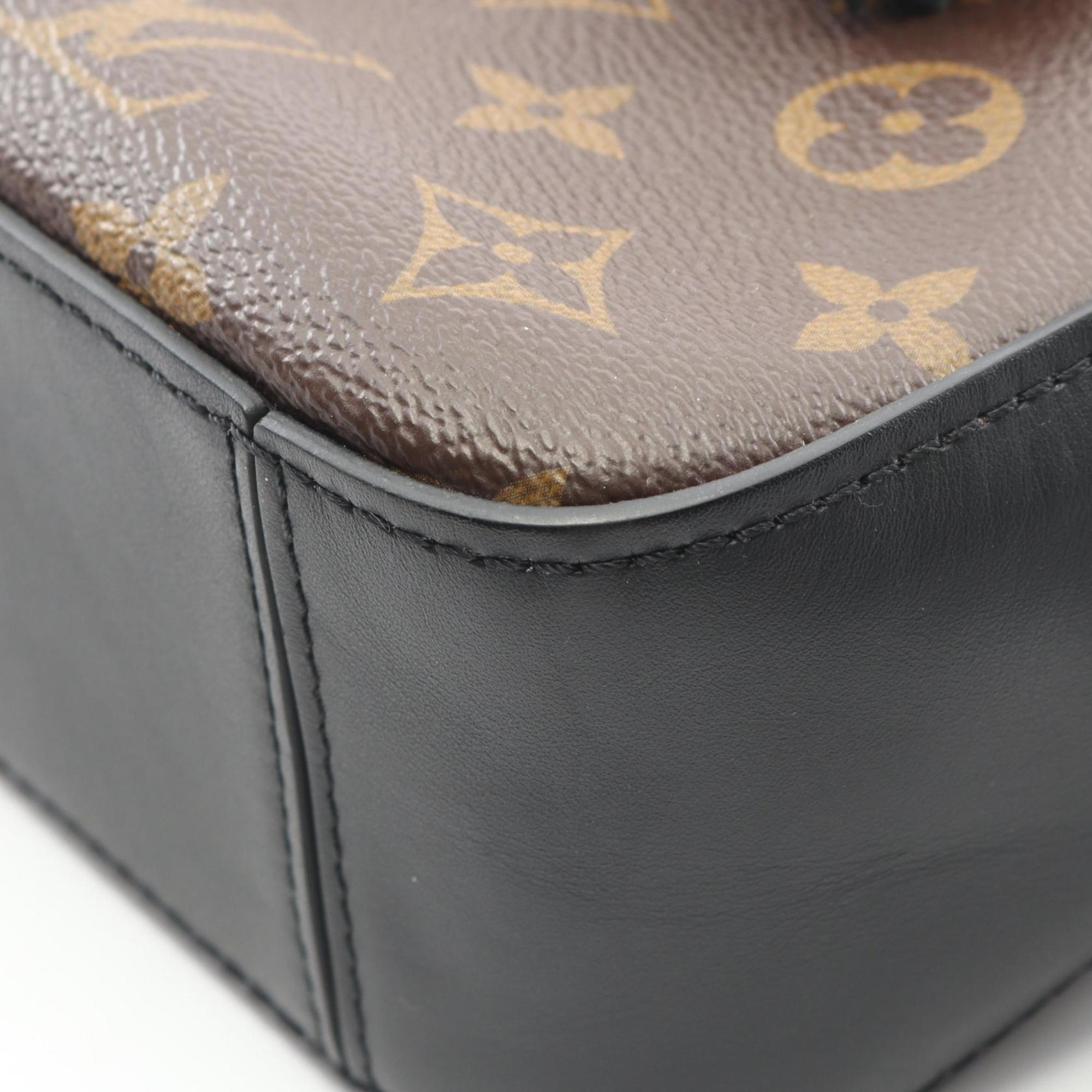 Louis Vuitton Black Brown Noir Coated Canvas Leather Shoulder Bag