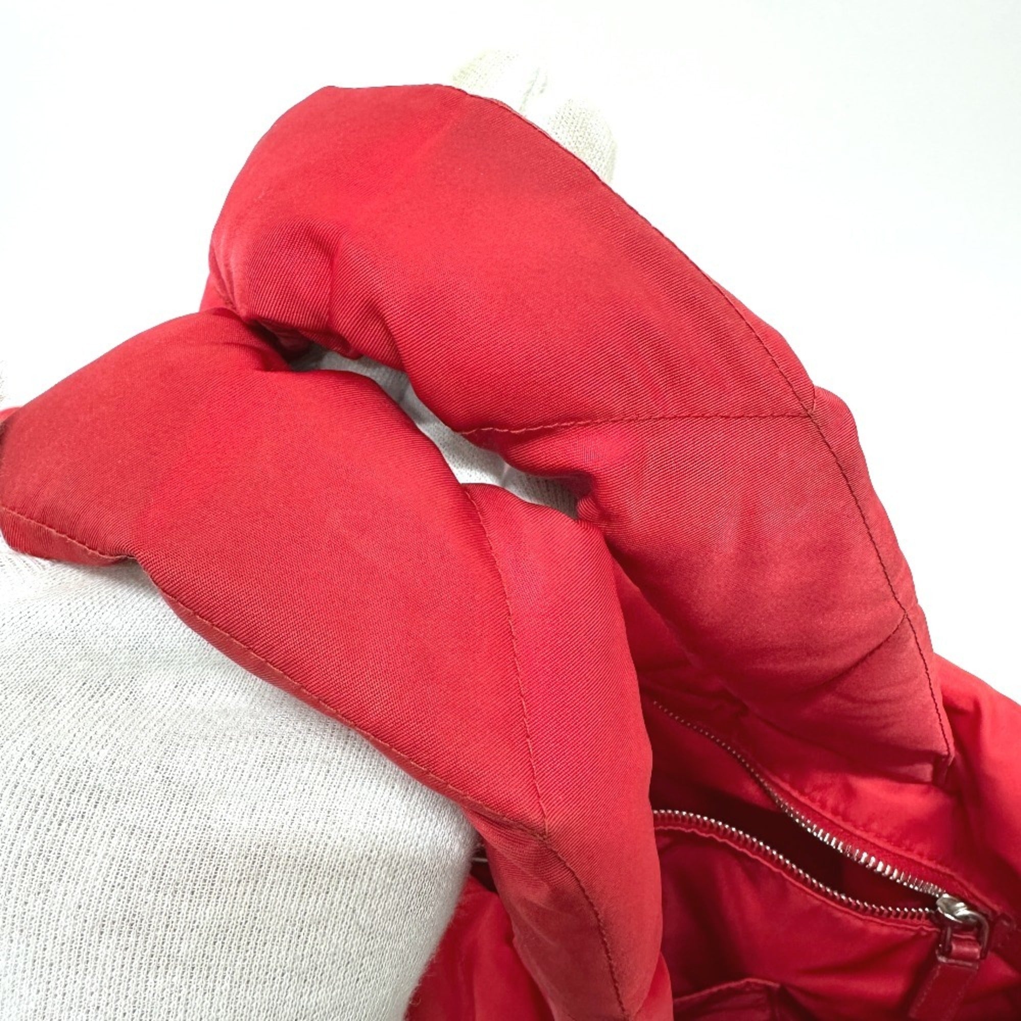 Prada Red Color Nylon Tote Bag