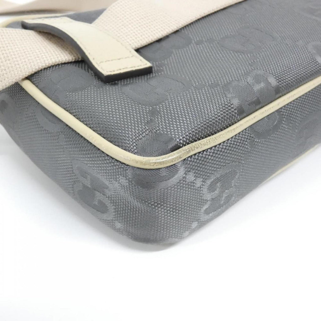 Gucci Dark Gray Off-White Nylon Leather Fanny Pack (Pre-Owned)