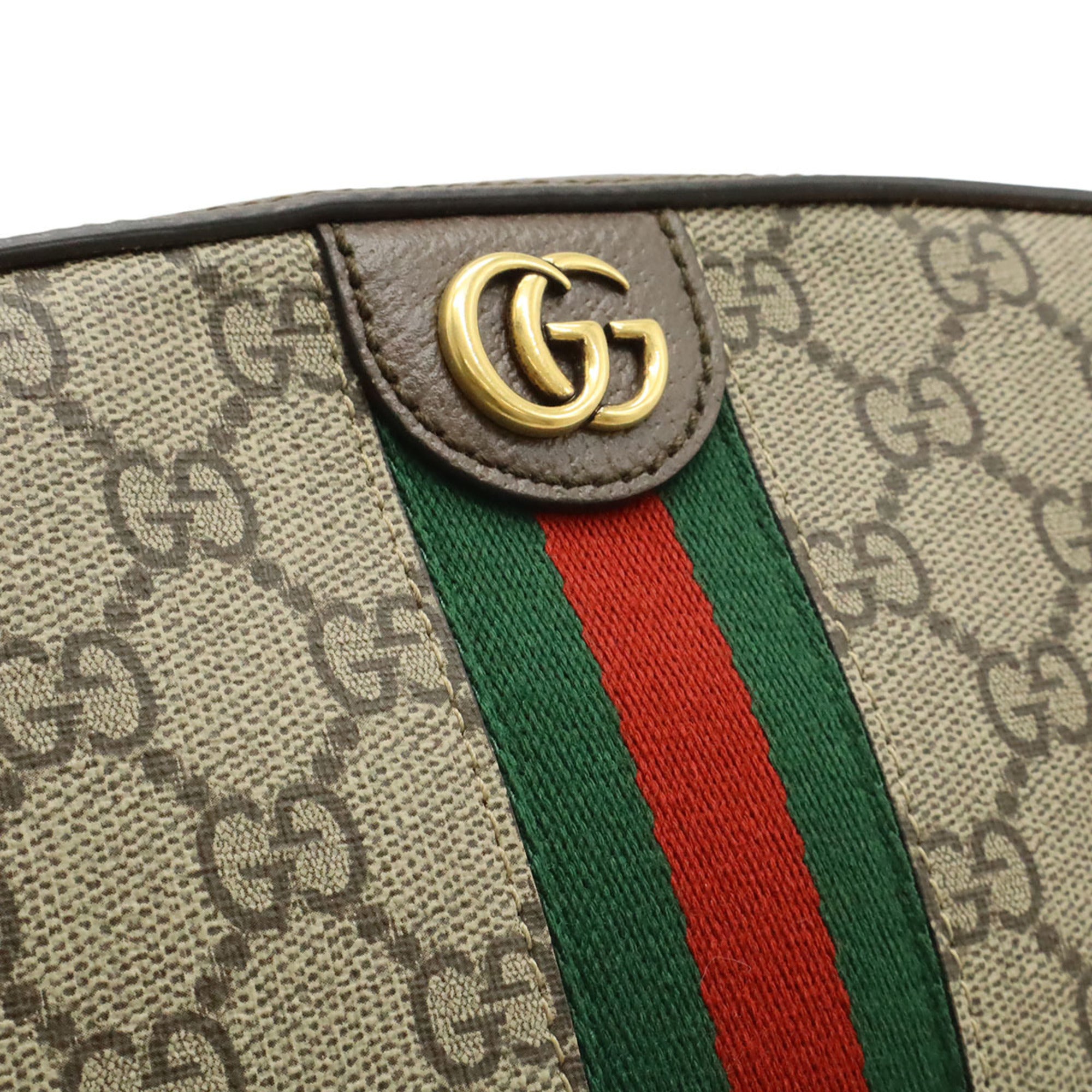 Gucci Ophidia Beige Brown Green Red Color Gg Supreme Leather Clutch Bag Shoulder Bag Sling Bag (Pre-Owned)