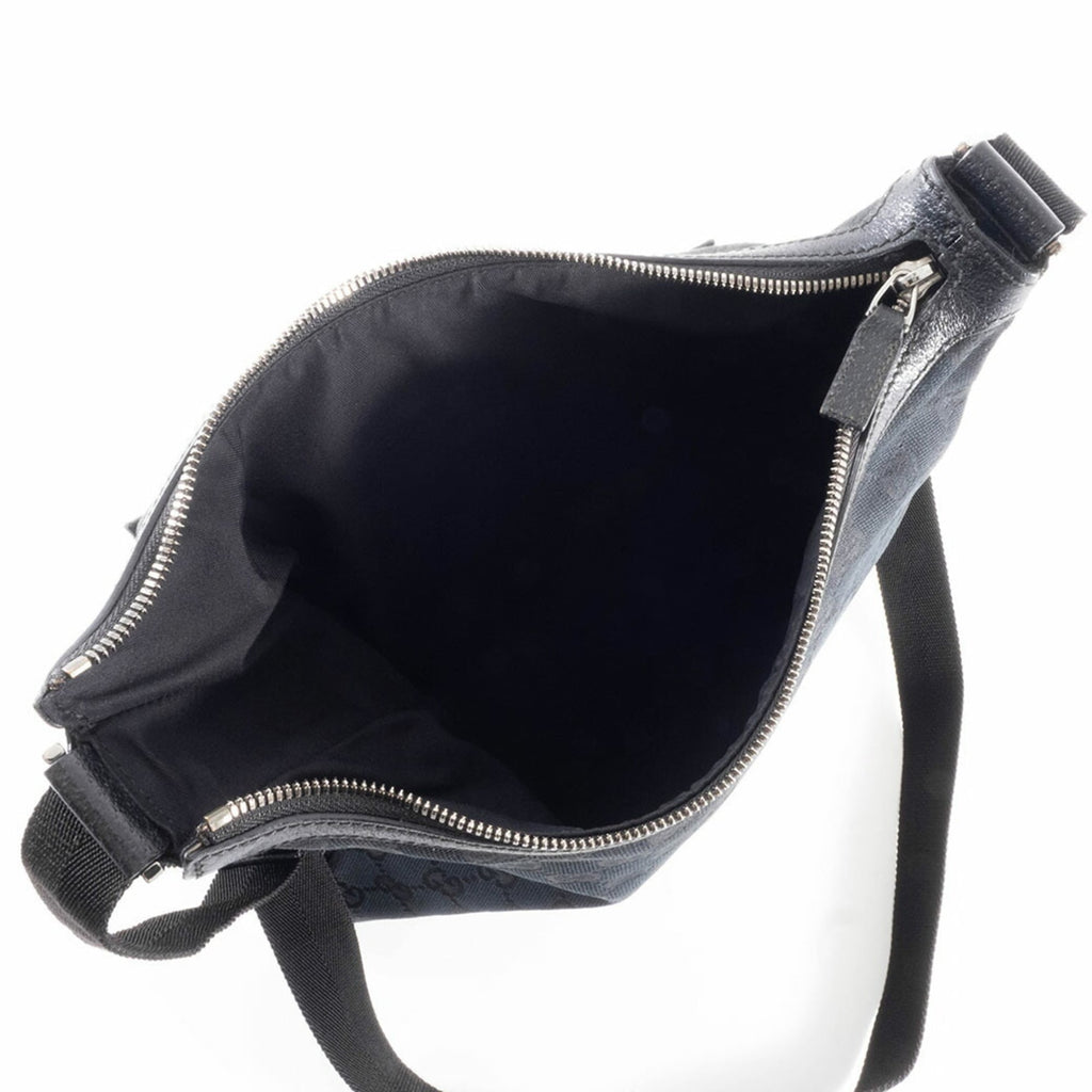 Gucci Black Gg Canvas Leather Shoulder Bag (Pre-Owned)