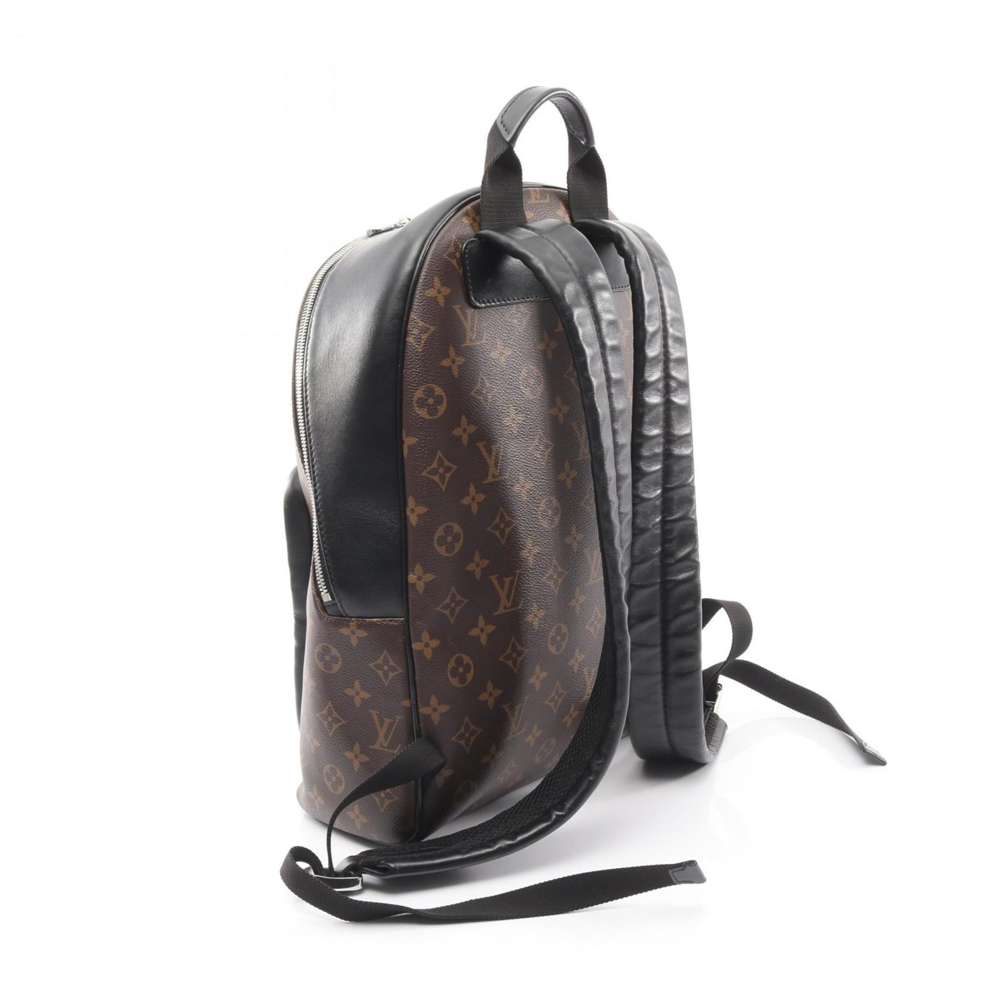 Louis Vuitton Black Brown Coated Canvas Leather Backpack Handbag