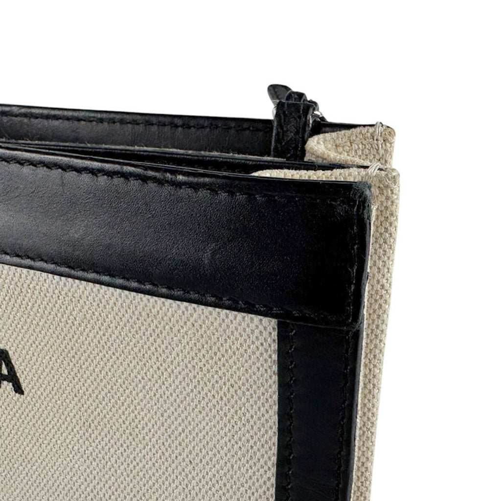 Balenciaga Black Ivory Canvas Leather Shoulder