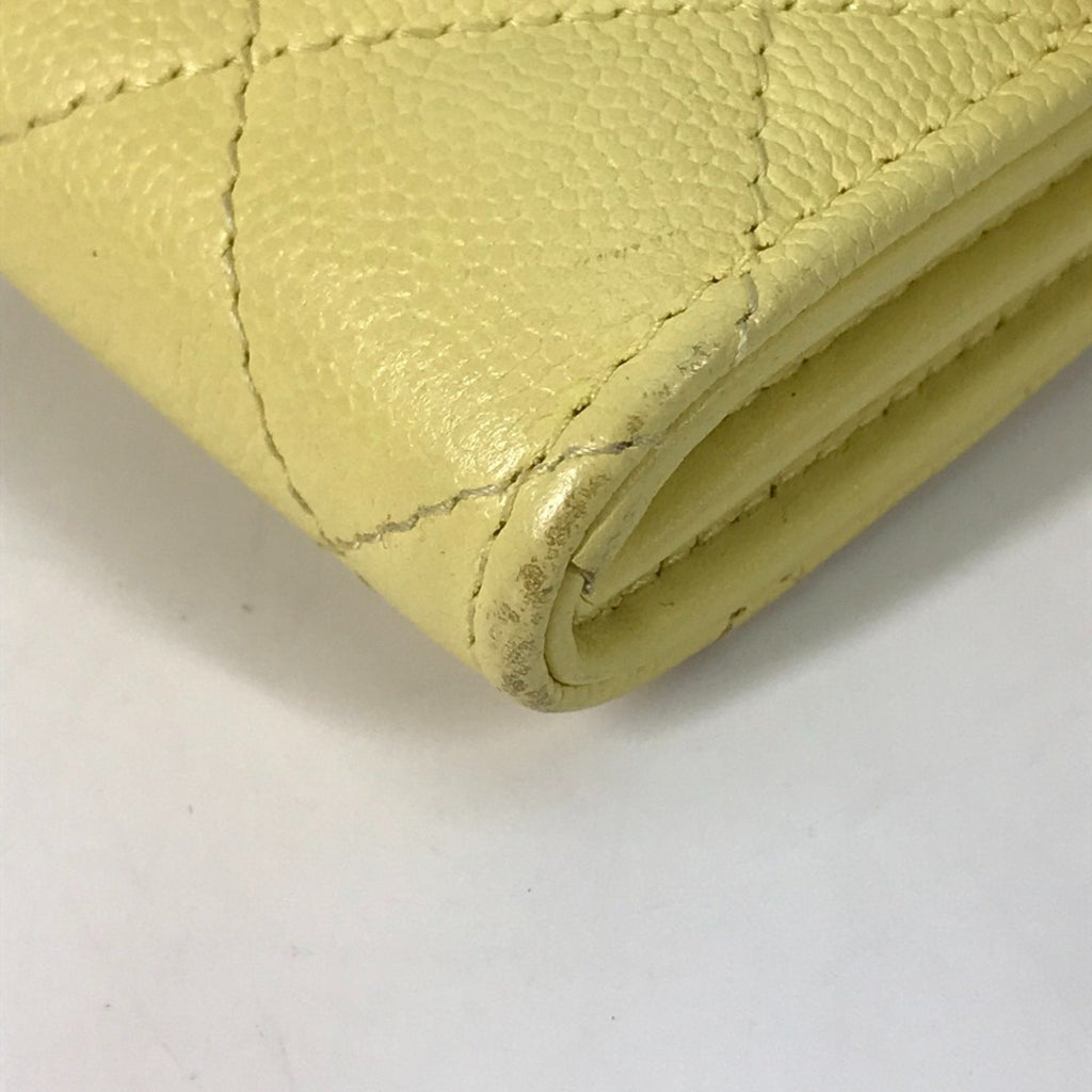 Chanel Yellow Leather Long Wallet (Bi-Fold)