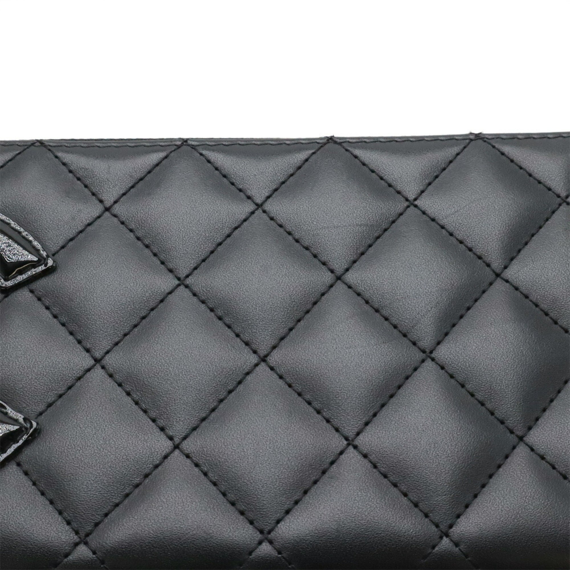 Chanel Black Pink Leather Long Wallet (Bi-Fold)
