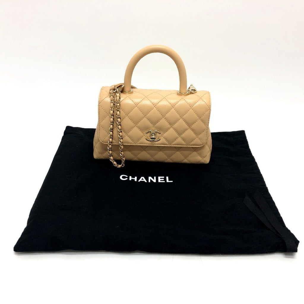 Chanel Beige Grained Calfskin Handbag Shoulder Bag