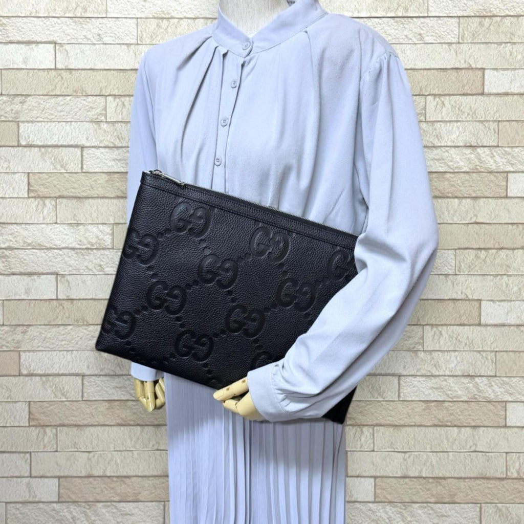 Gucci Black Leather Clutch Bag (Pre-Owned)