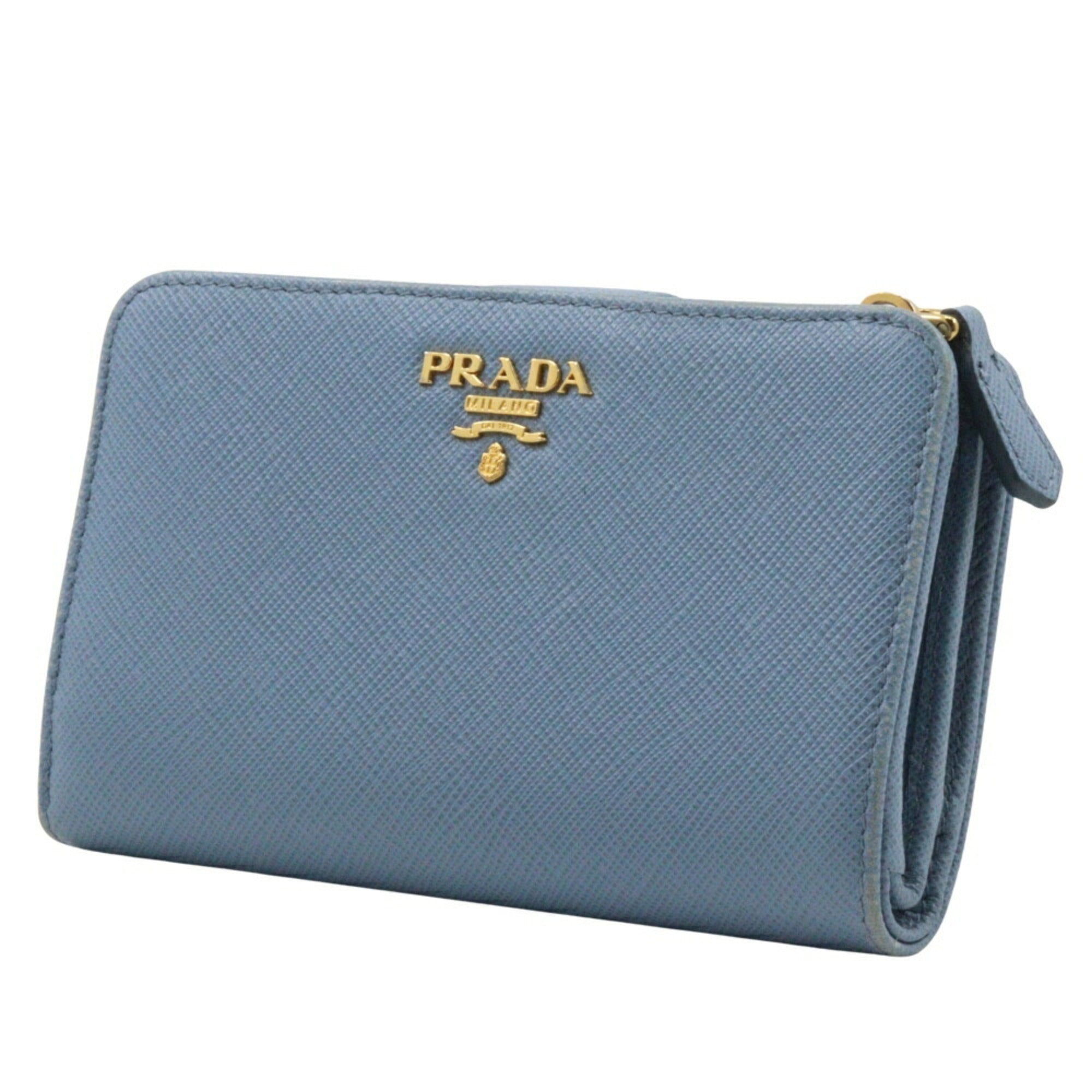 Prada Astrale Light Blue Saffiano Wallet (Bi-Fold)