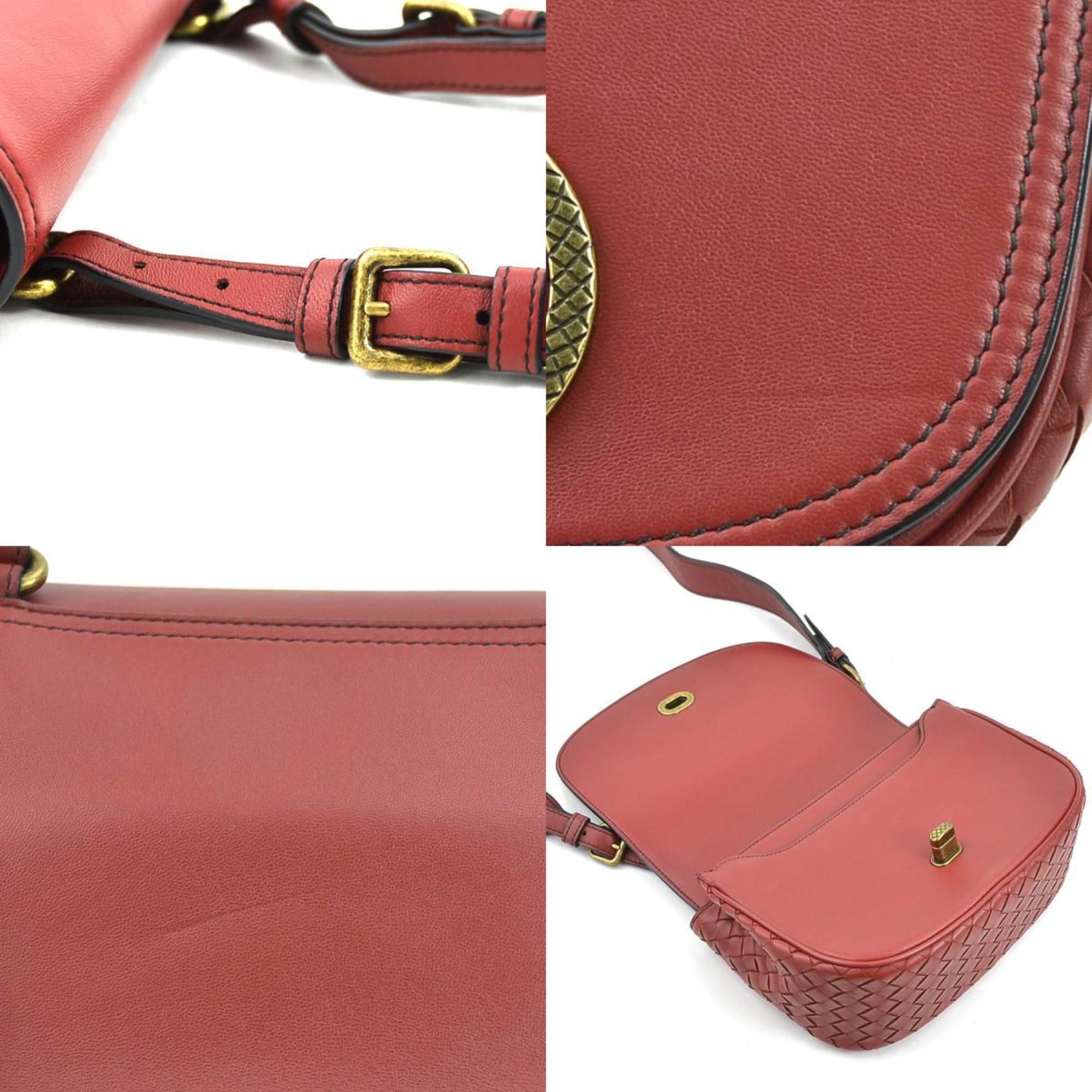 Bottega Veneta Red Color Intrecciato Shoulder Bag