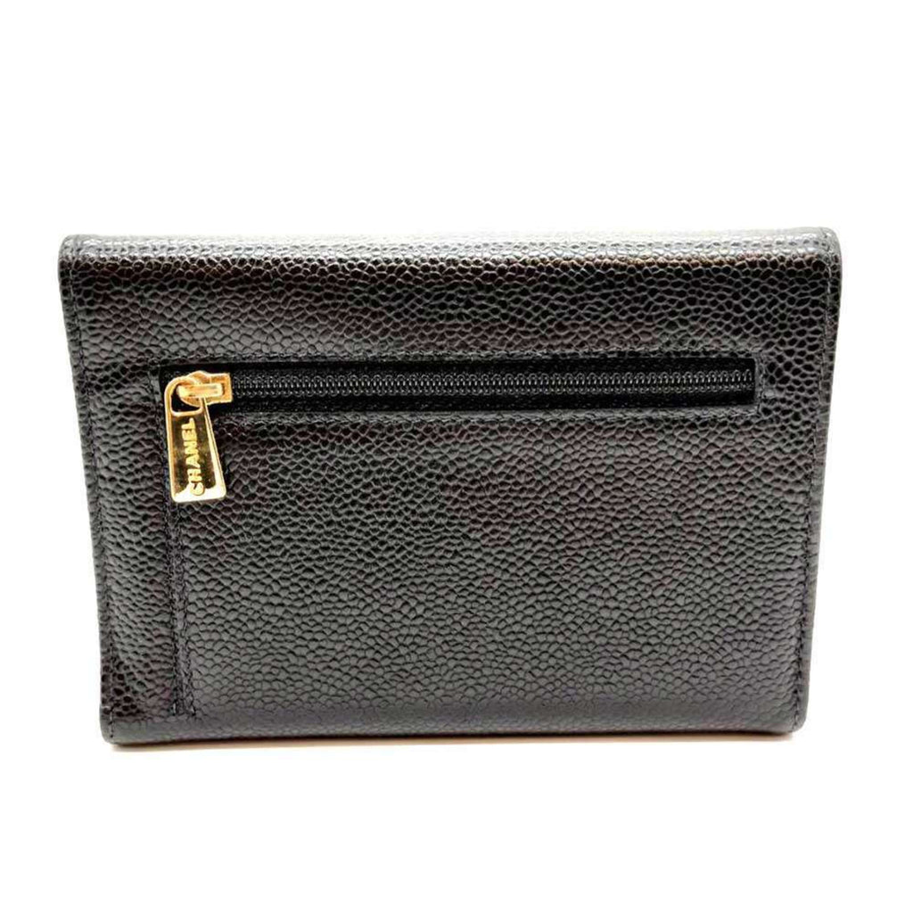 Chanel Black Grained Calfskin Wallet (Tri-Fold)