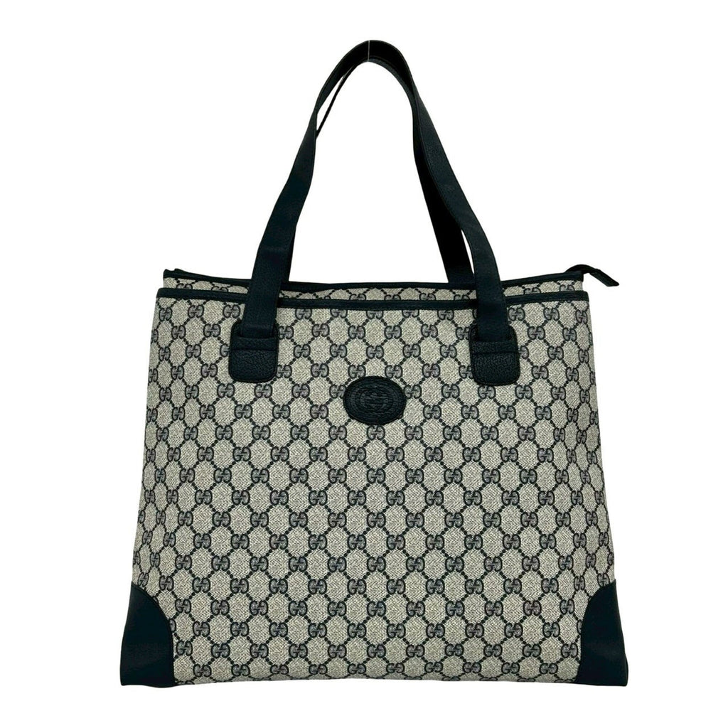 Gucci Navy Pvc Leather Handbag Shoulder Bag Tote Bag (Pre-Owned)