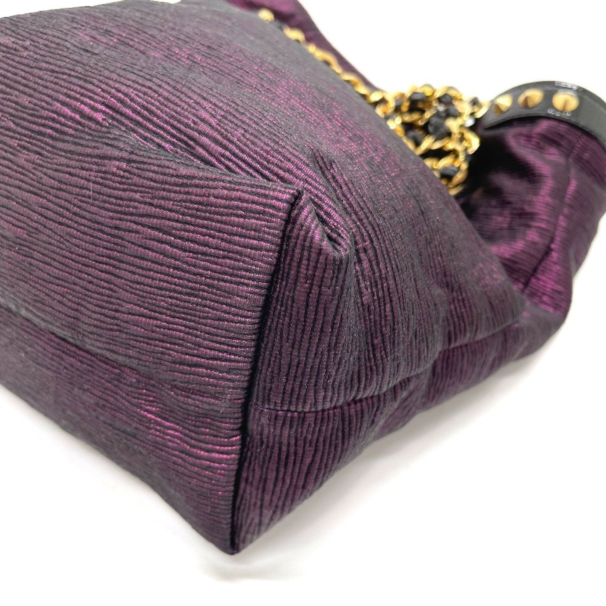 Louis Vuitton Black Purple Canvas Leather Handbag Tote Bag